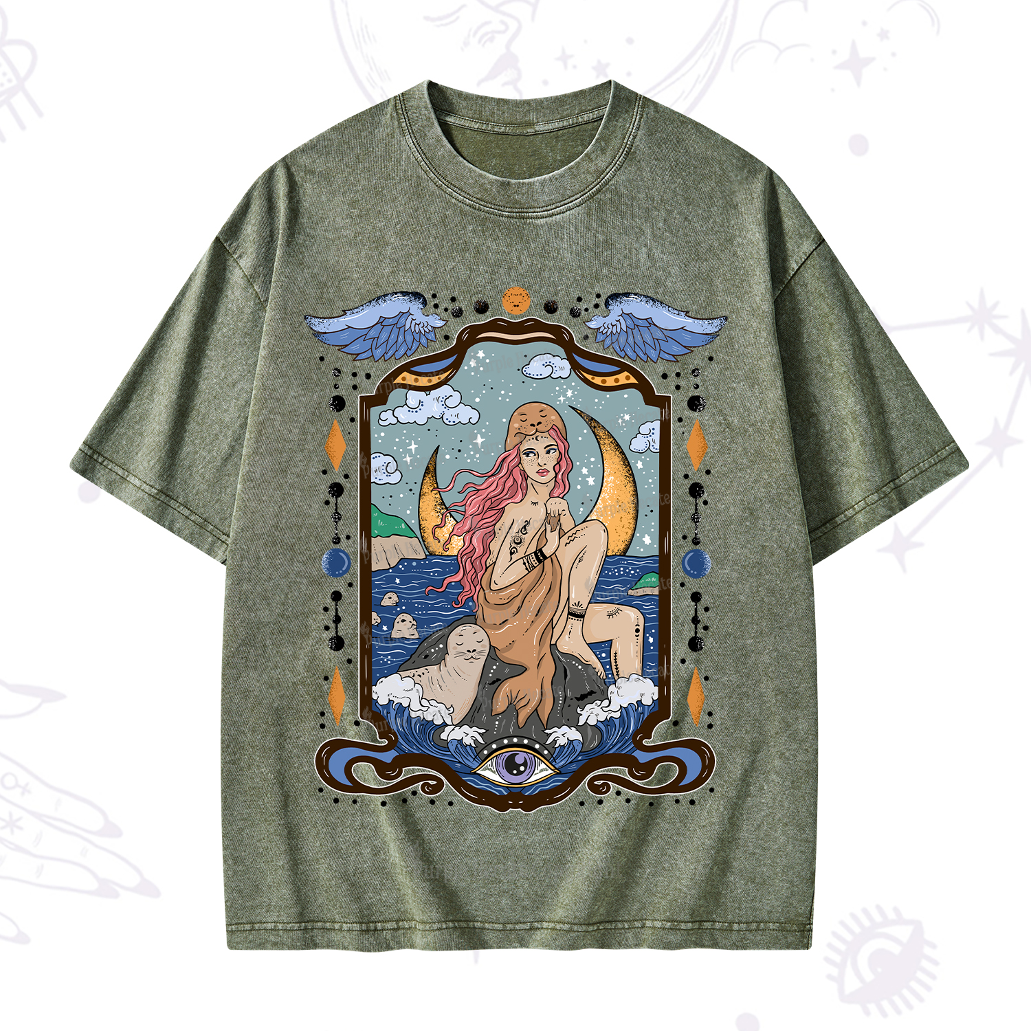 Purplehecate Selkie Woman Washed T-Shirt