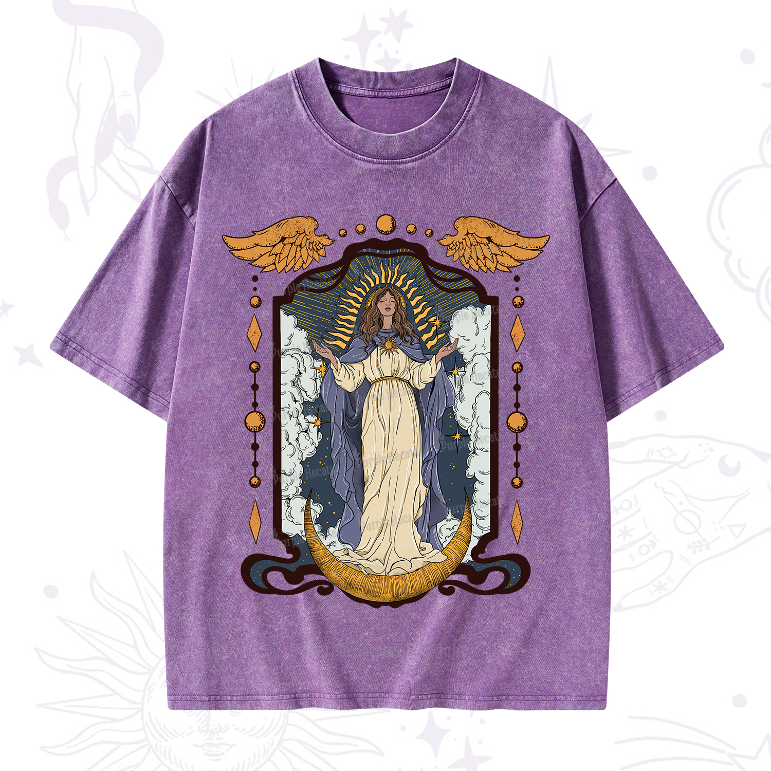 Purplehecate Holy Guardian Washed T-Shirt