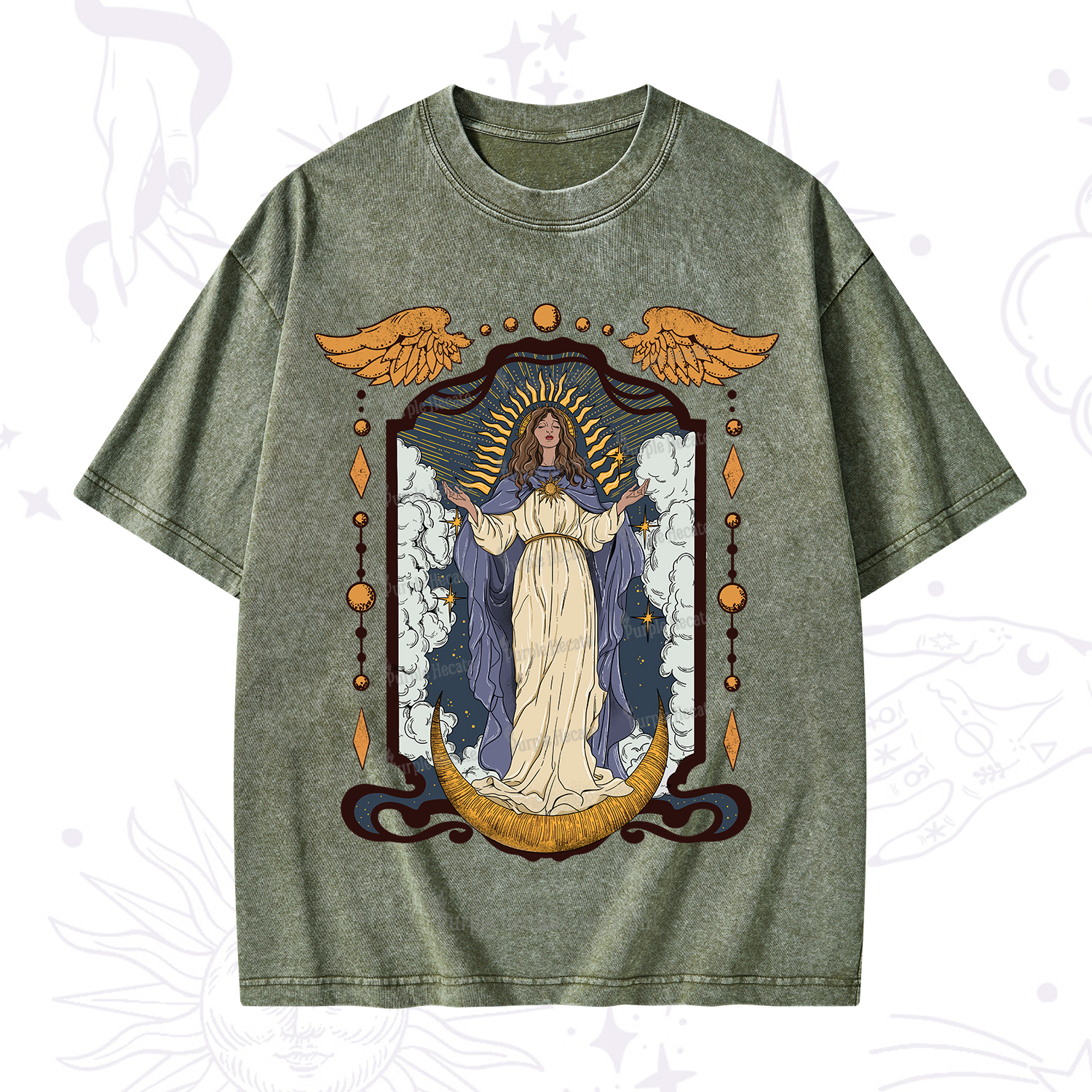 Purplehecate Holy Guardian Washed T-Shirt