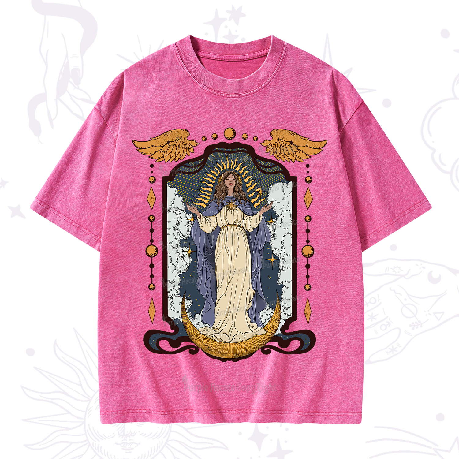 Purplehecate Holy Guardian Washed T-Shirt
