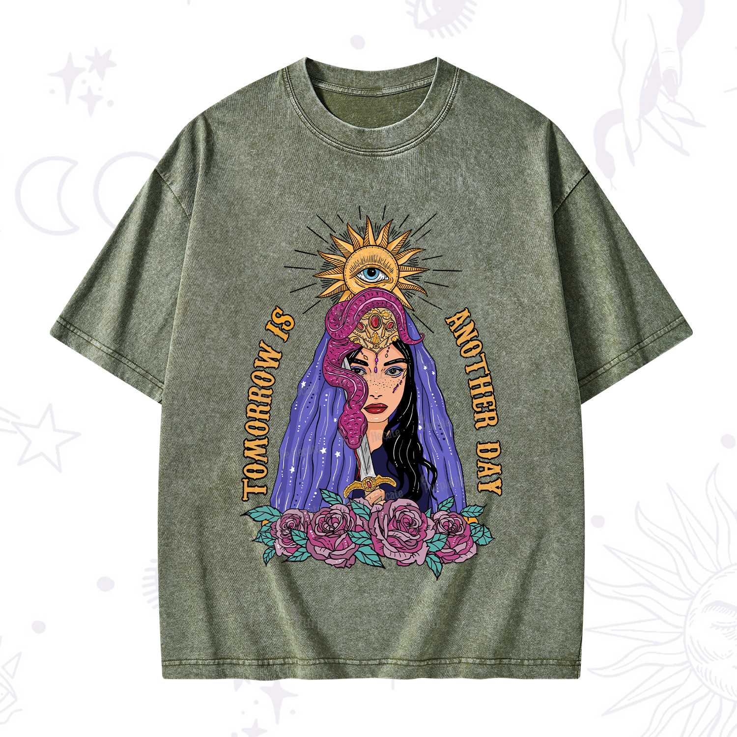 Purplehecate Prophetic Eye Witch Washed T-Shirt