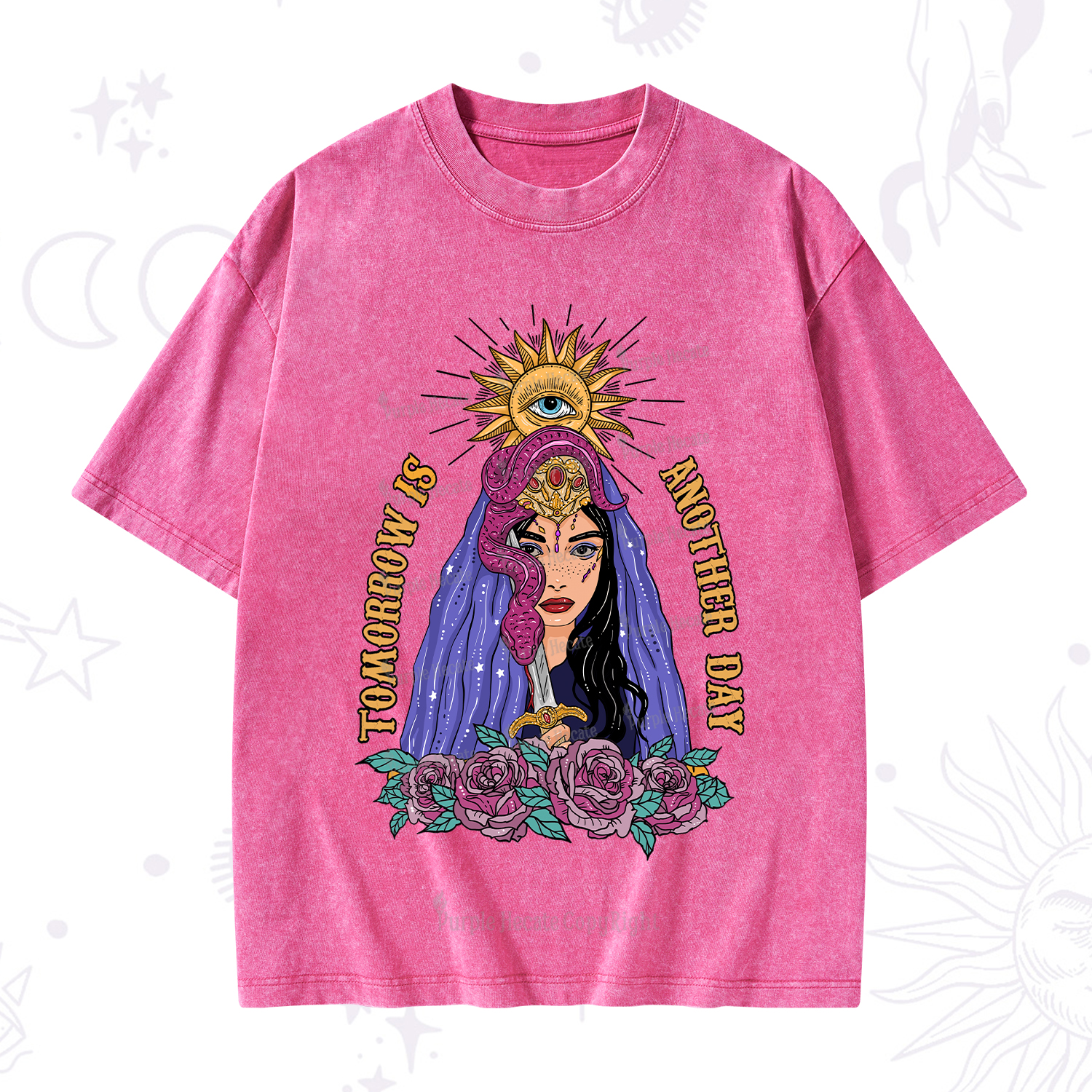 Purplehecate Prophetic Eye Witch Washed T-Shirt