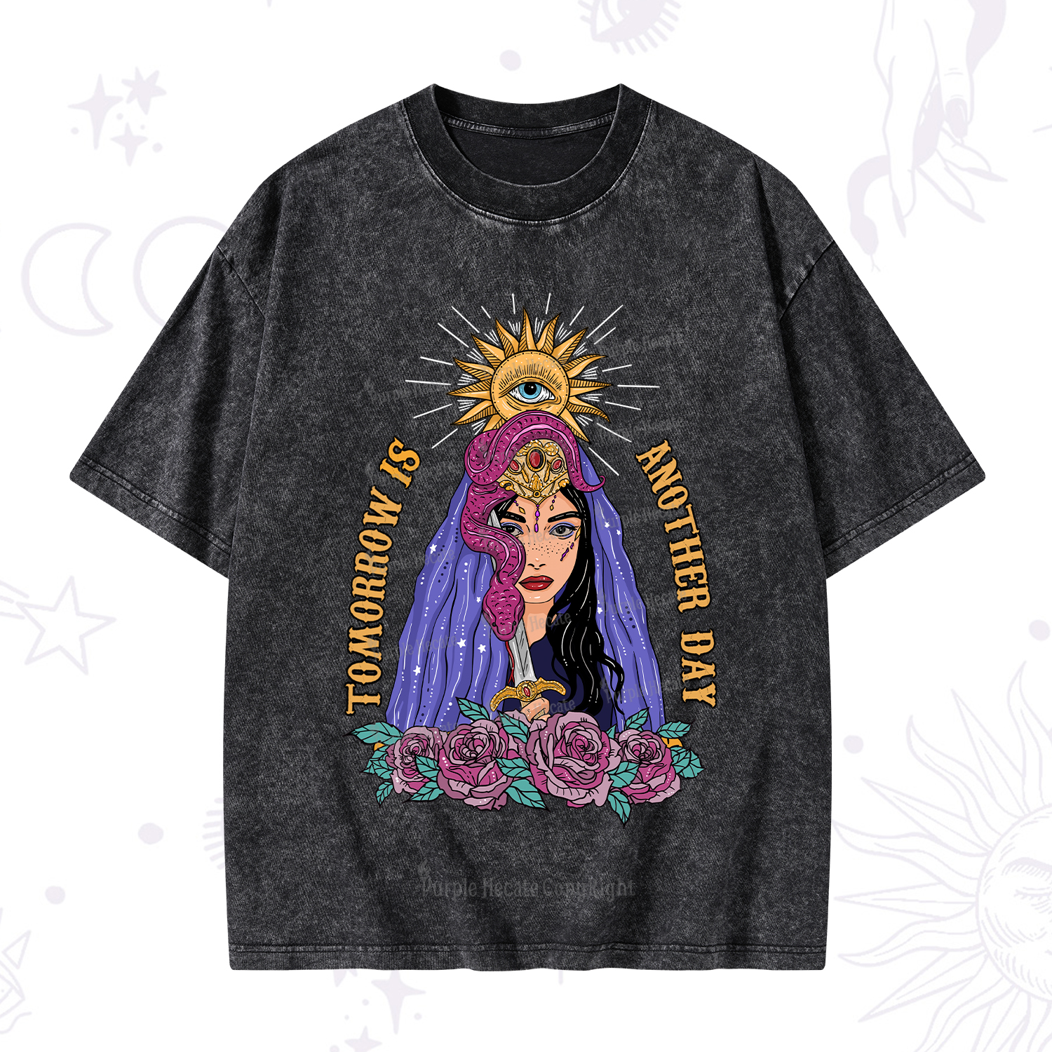 Purplehecate Prophetic Eye Witch Washed T-Shirt