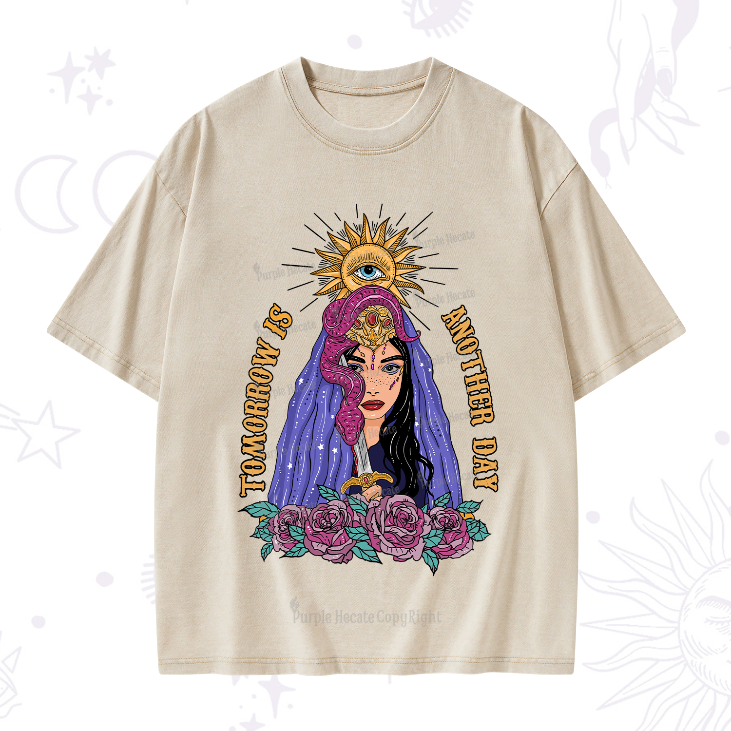 Purplehecate Prophetic Eye Witch Washed T-Shirt