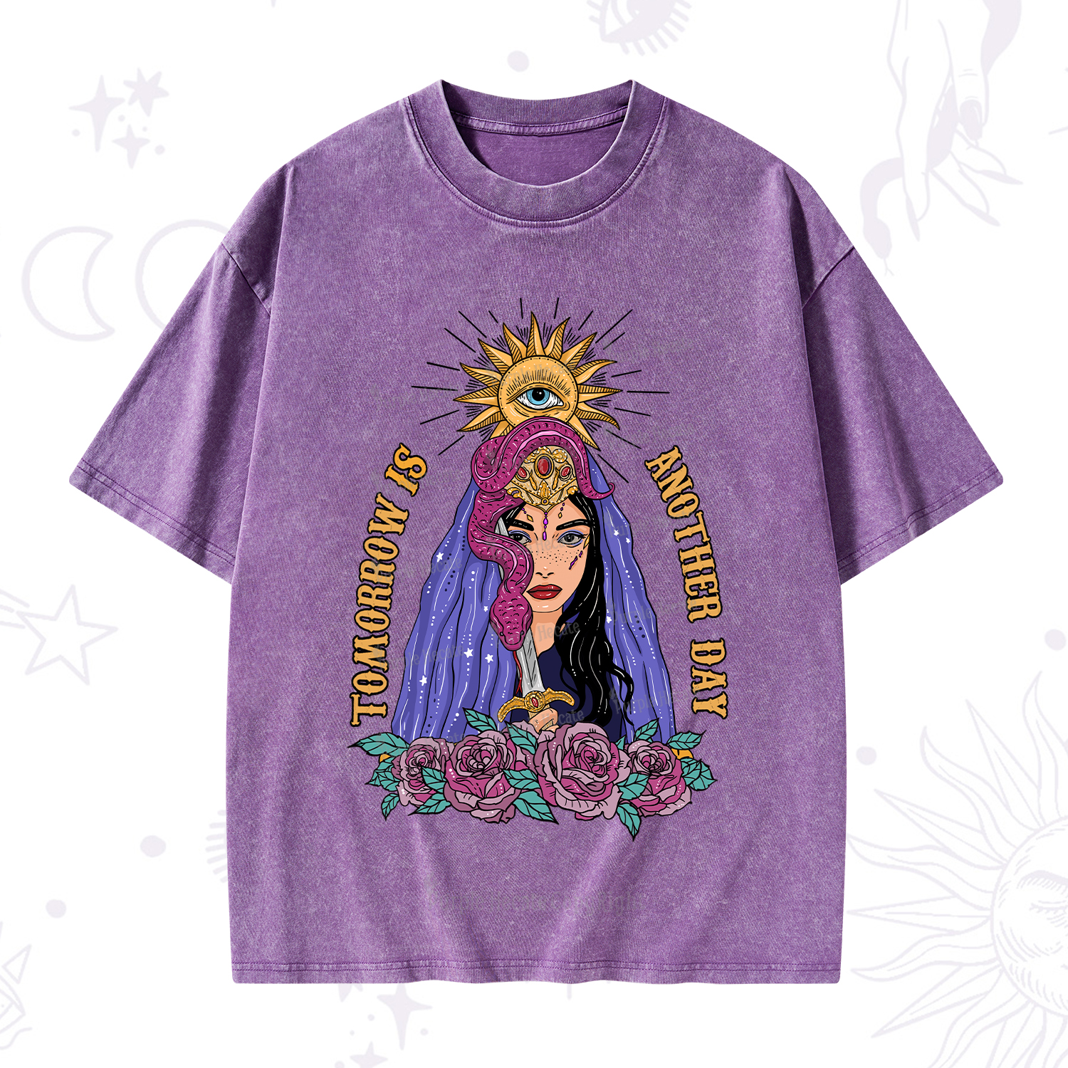 Purplehecate Prophetic Eye Witch Washed T-Shirt