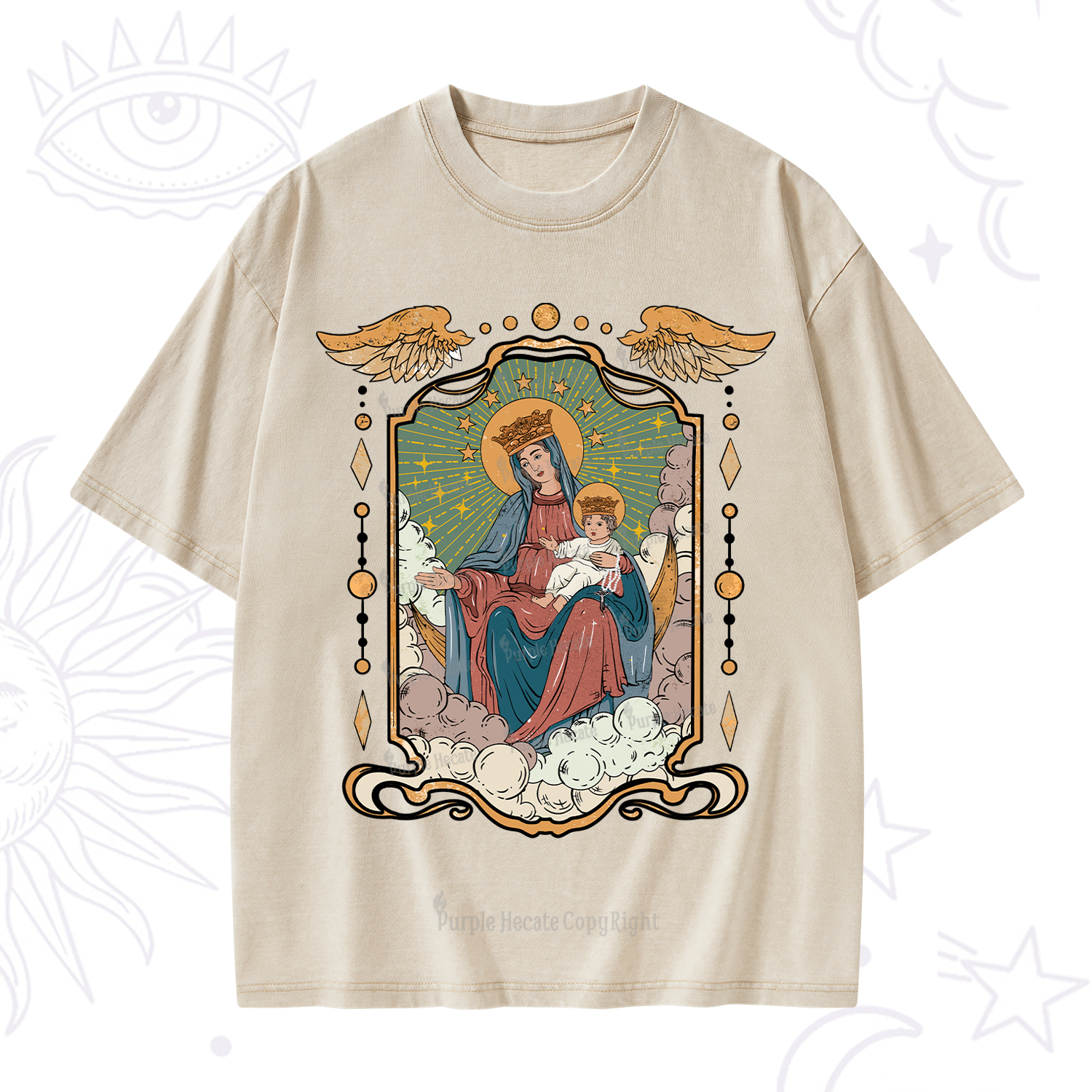 Purplehecate The Lady Of the Rosary Washed T-Shirt