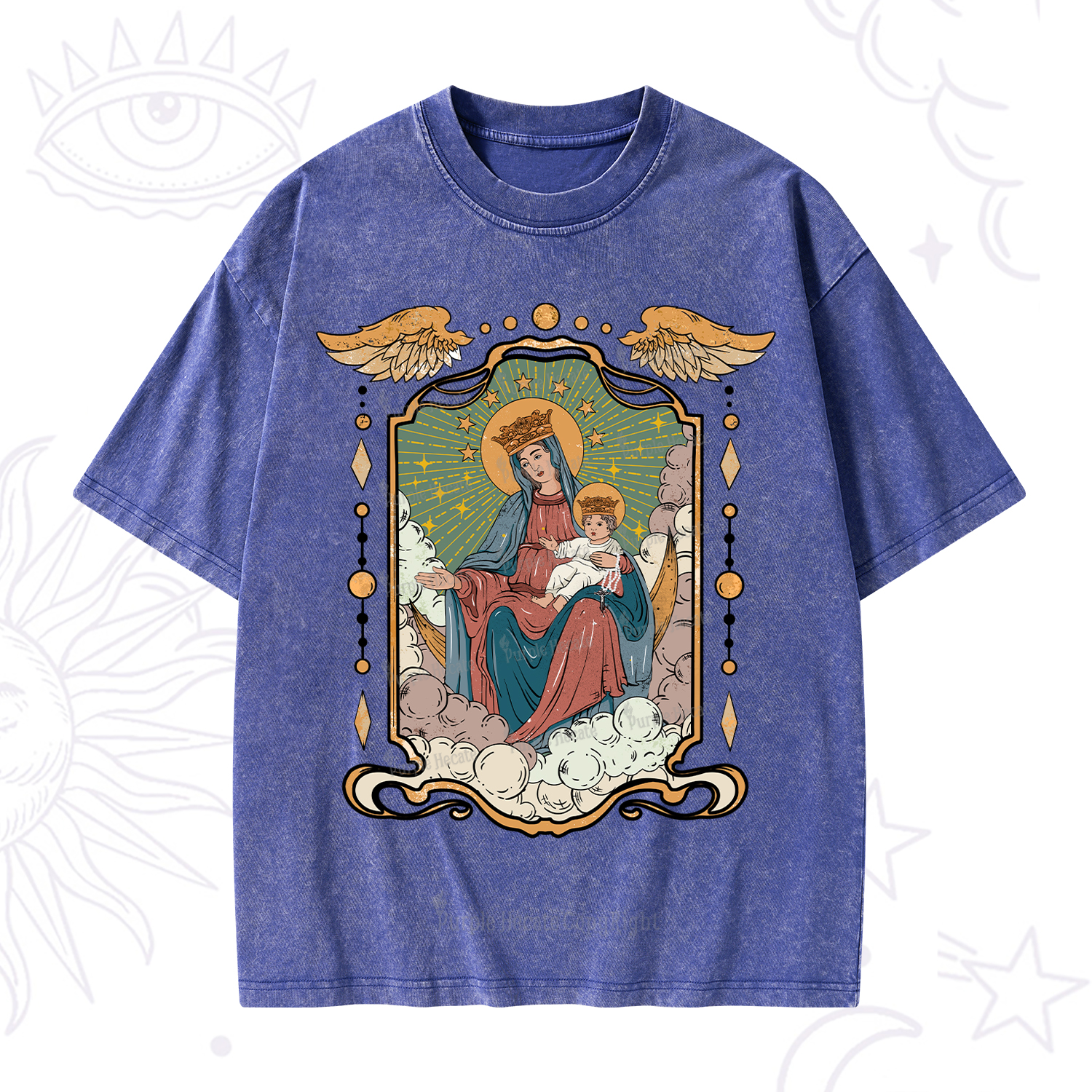 Purplehecate The Lady Of the Rosary Washed T-Shirt