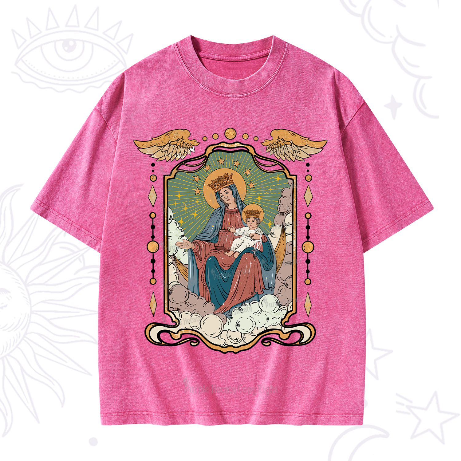 Purplehecate The Lady Of the Rosary Washed T-Shirt