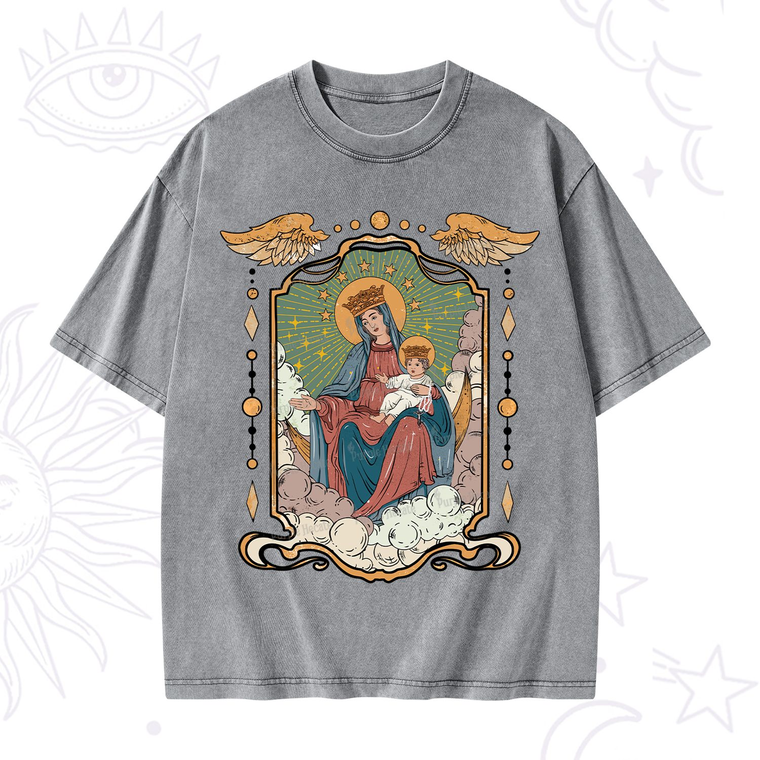 Purplehecate The Lady Of the Rosary Washed T-Shirt