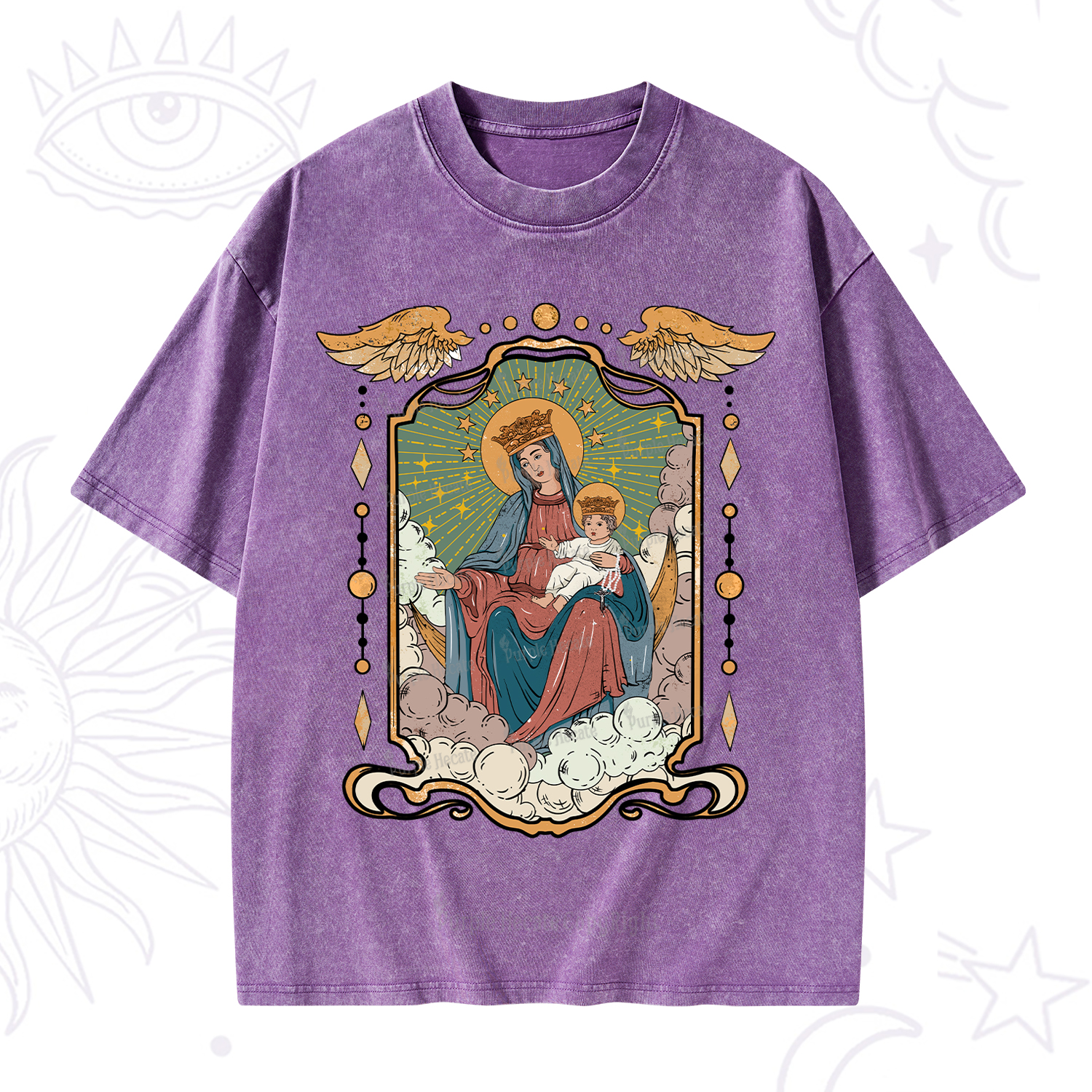 Purplehecate The Lady Of the Rosary Washed T-Shirt
