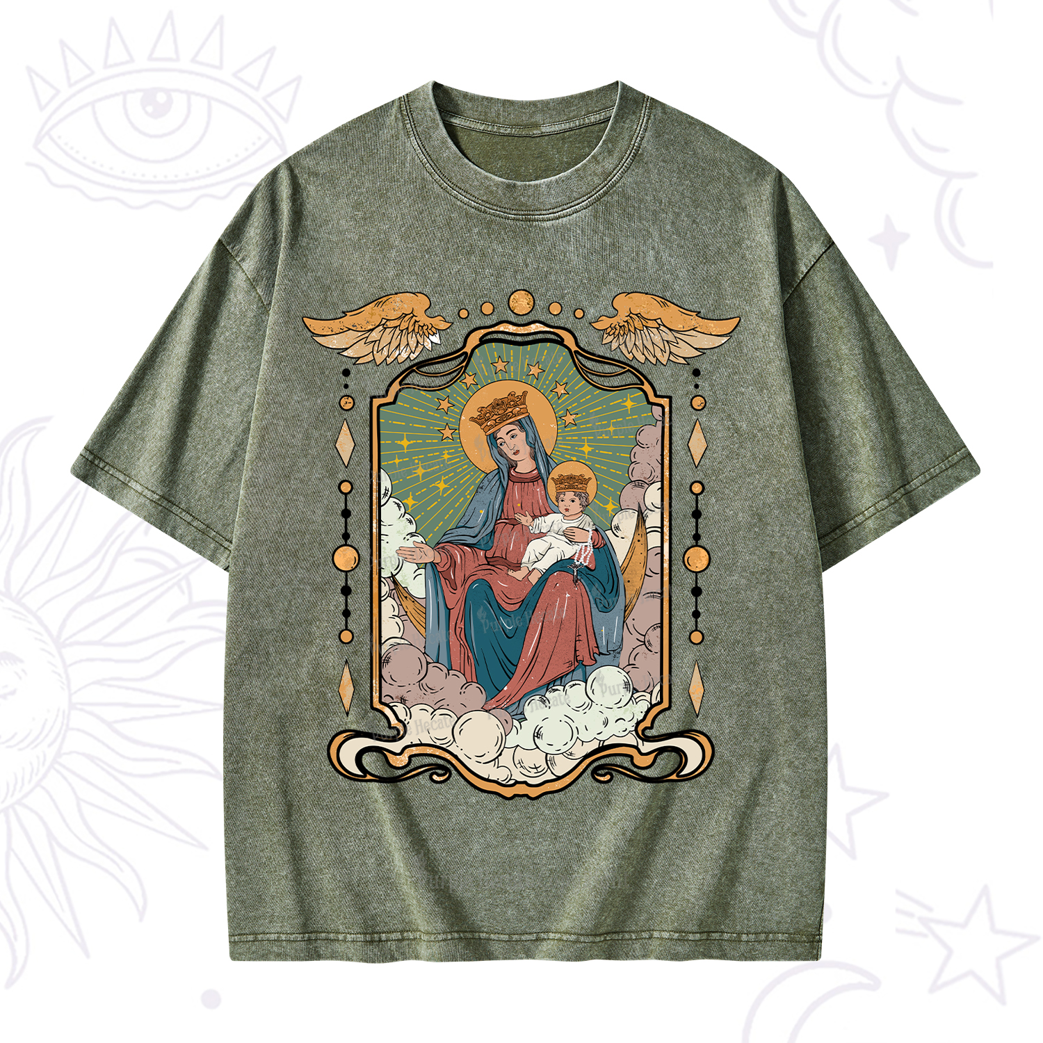 Purplehecate The Lady Of the Rosary Washed T-Shirt