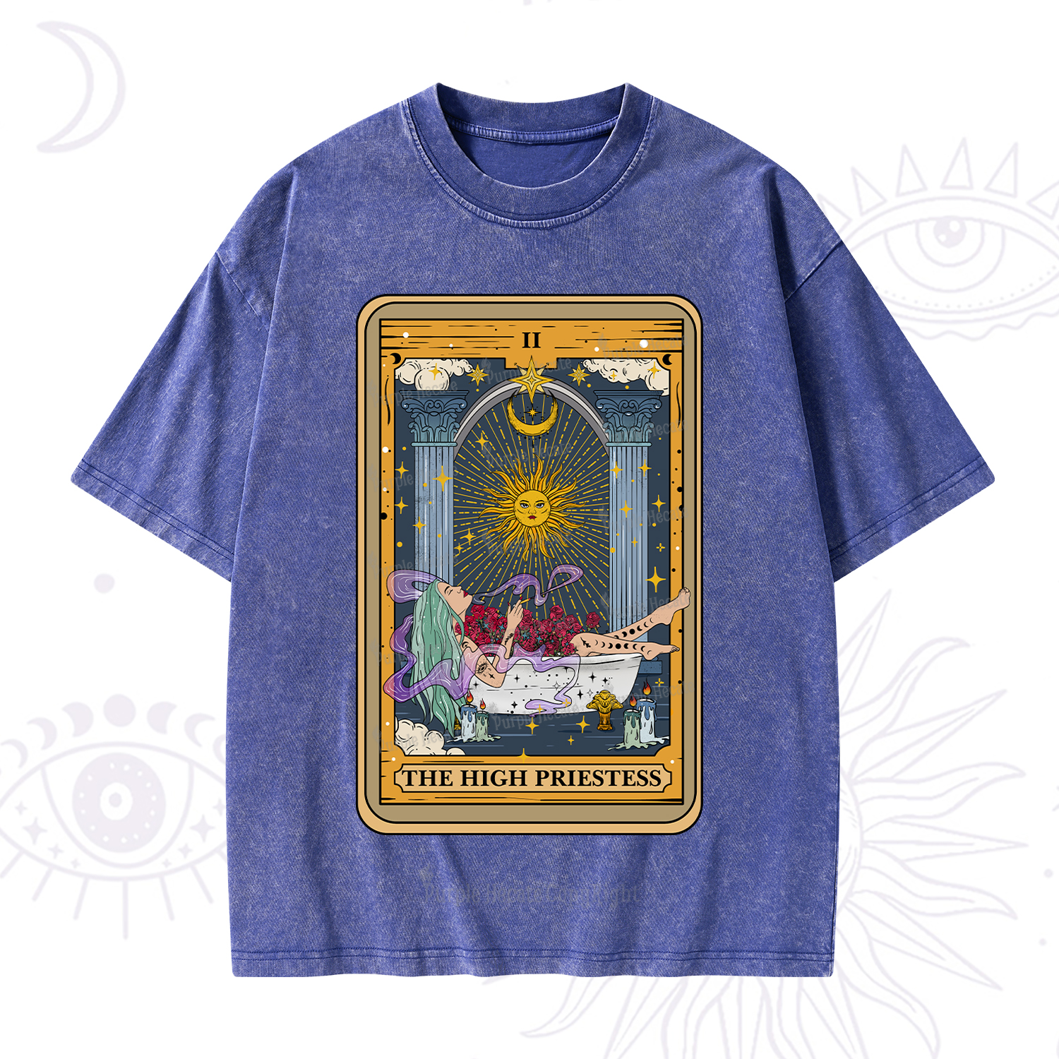 Purplehecate The High Priestess Tarot Card Washed T-Shirt