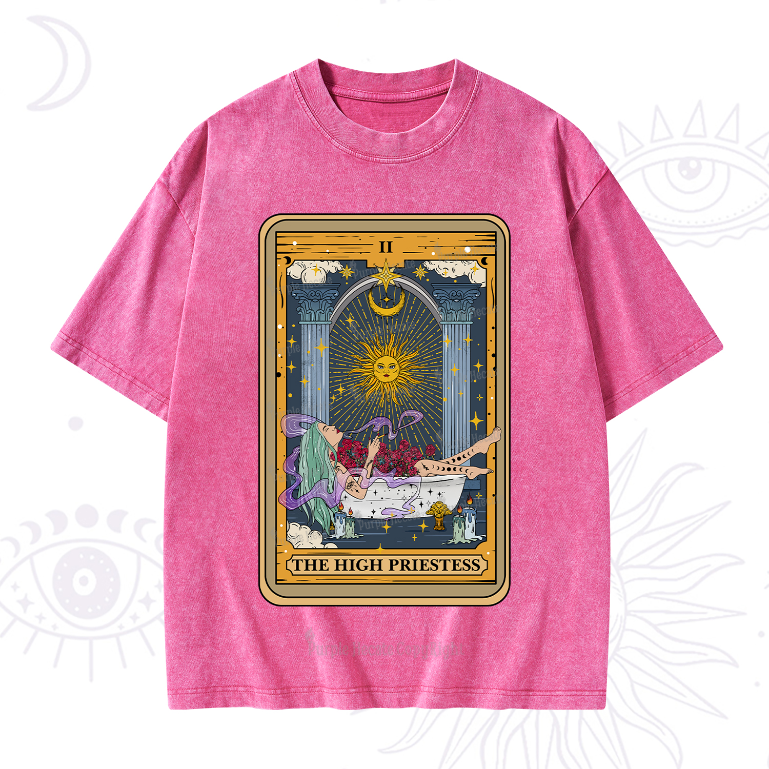 Purplehecate The High Priestess Tarot Card Washed T-Shirt