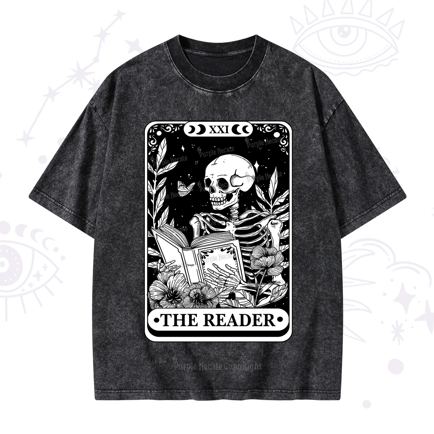 Purplehecate The Reader Tarot Card Washed T-Shirt