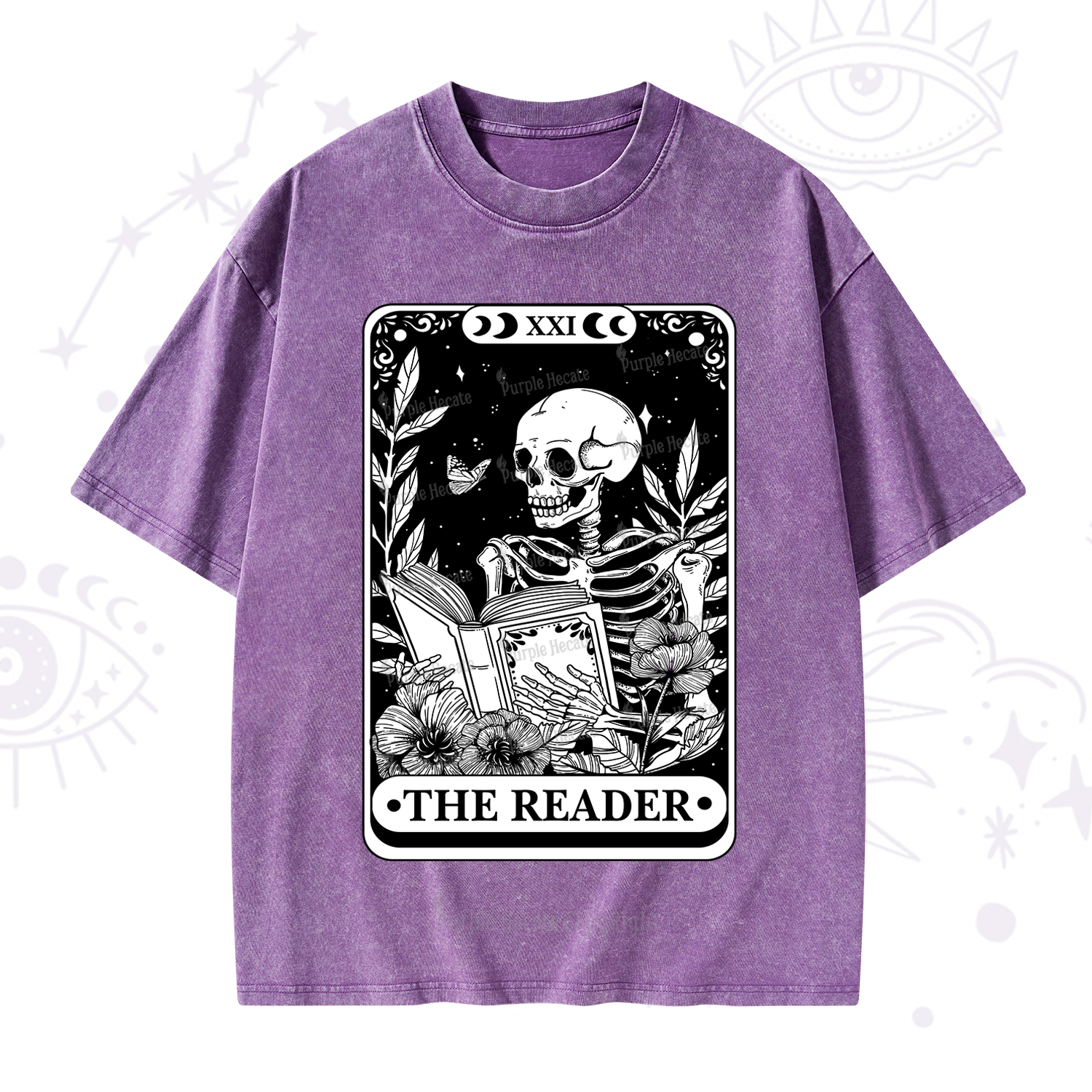 Purplehecate The Reader Tarot Card Washed T-Shirt