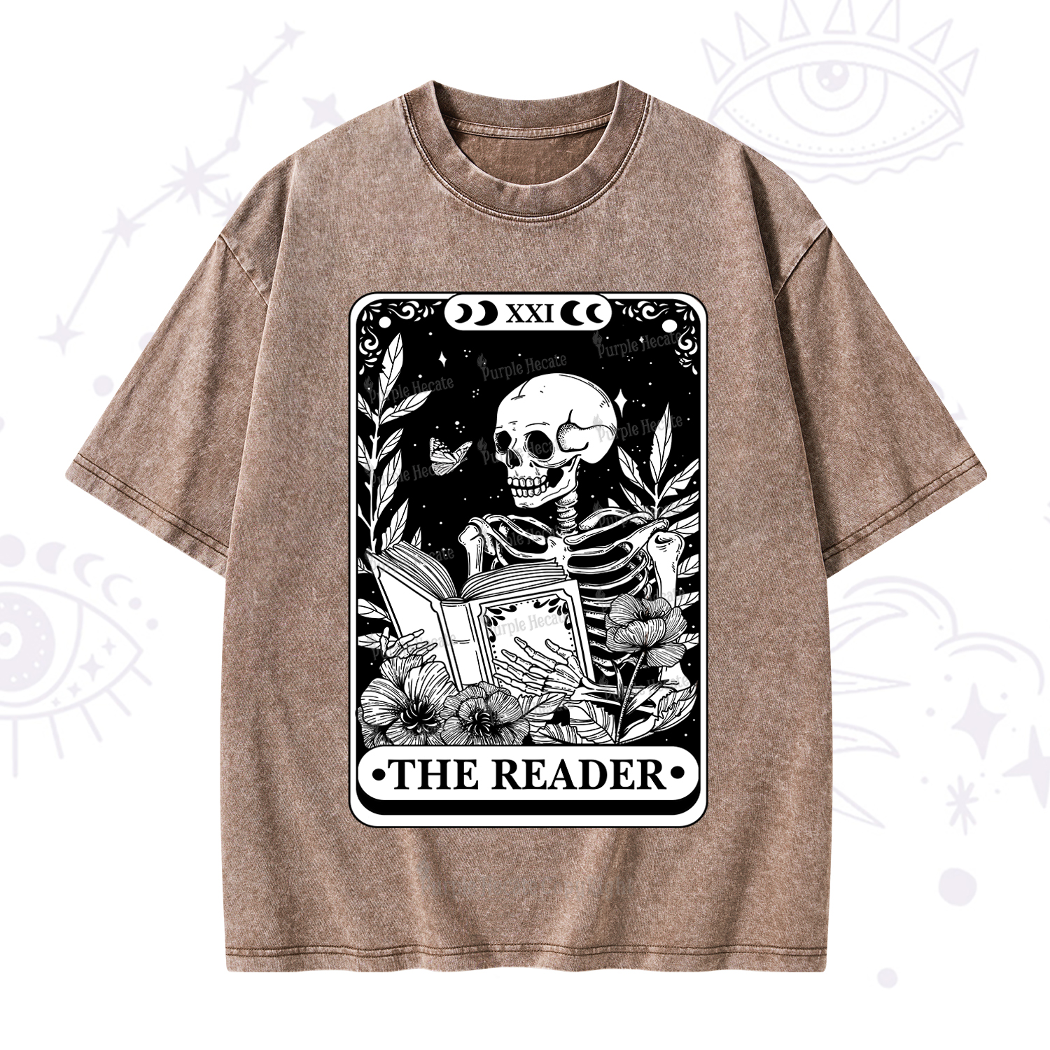 Purplehecate The Reader Tarot Card Washed T-Shirt