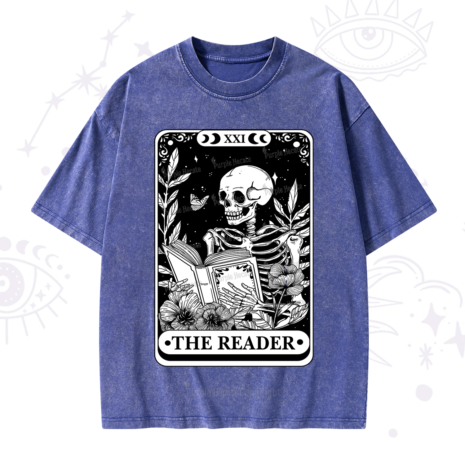 Purplehecate The Reader Tarot Card Washed T-Shirt