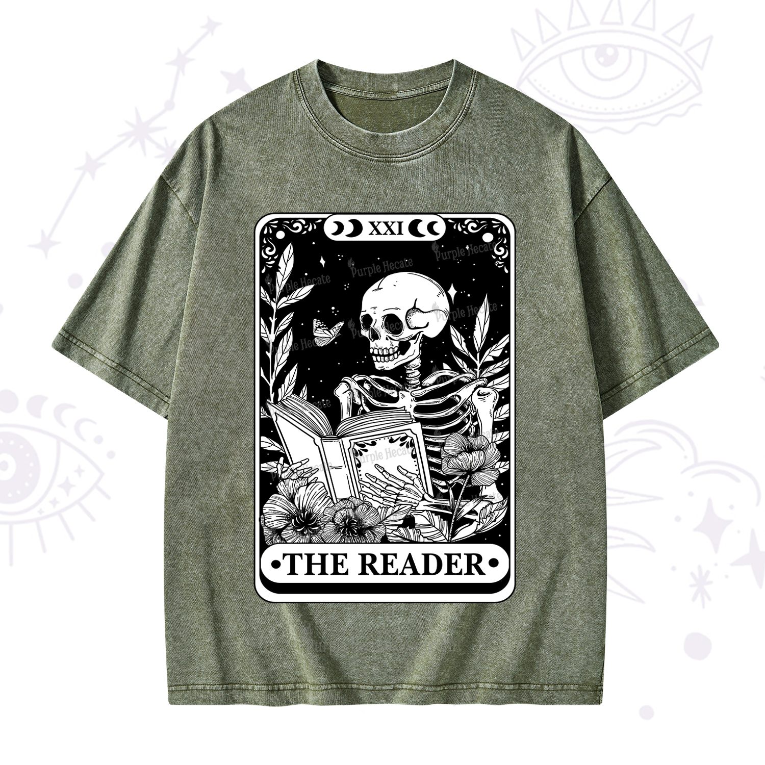 Purplehecate The Reader Tarot Card Washed T-Shirt