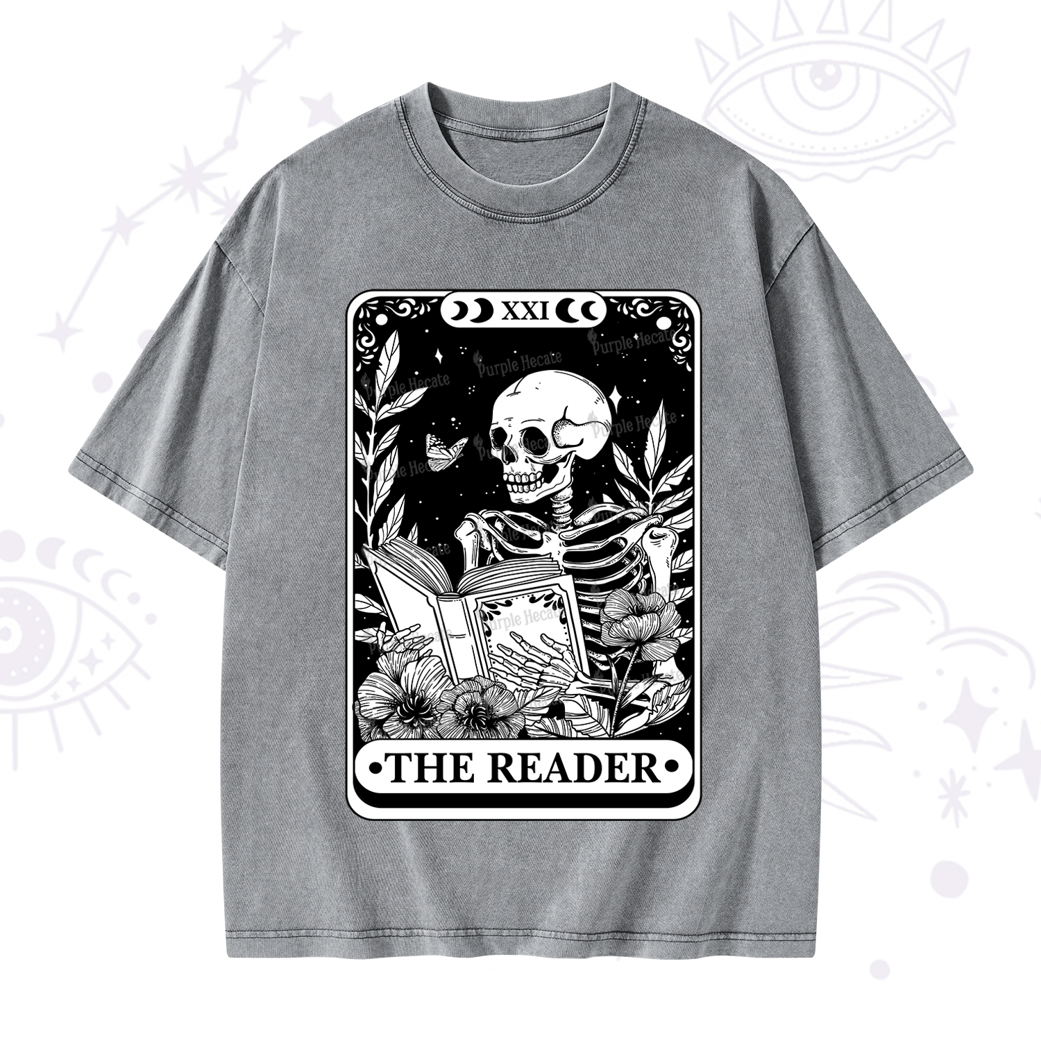 Purplehecate The Reader Tarot Card Washed T-Shirt