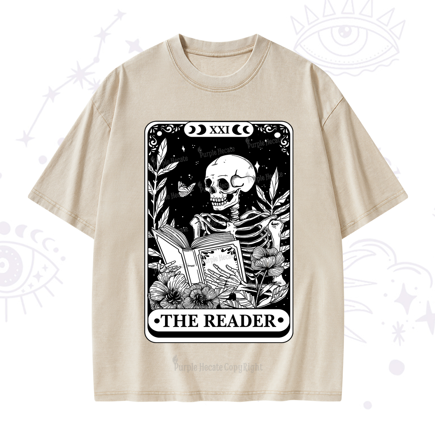 Purplehecate The Reader Tarot Card Washed T-Shirt