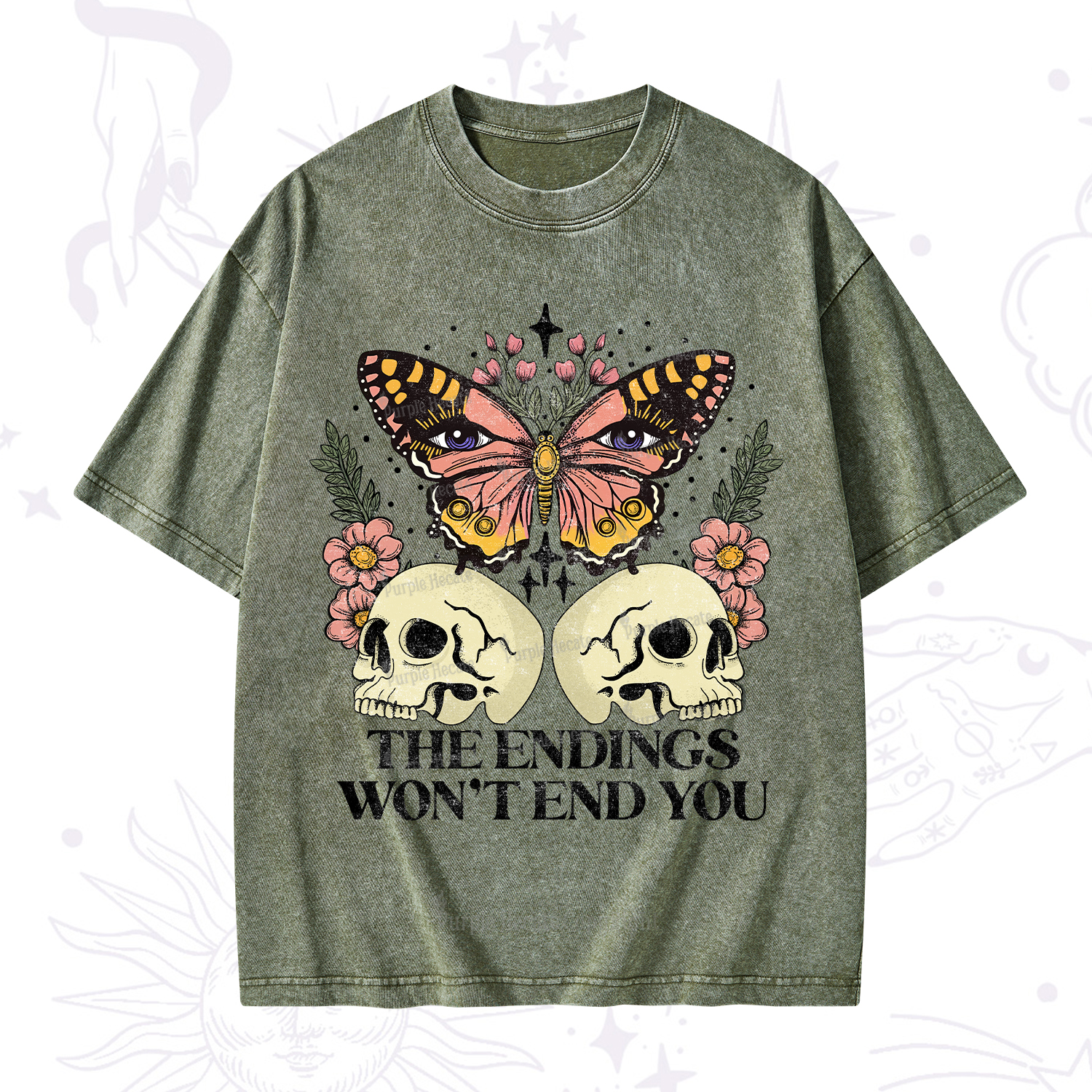 Purplehecate The Endings Won't End You Washed T-Shirt