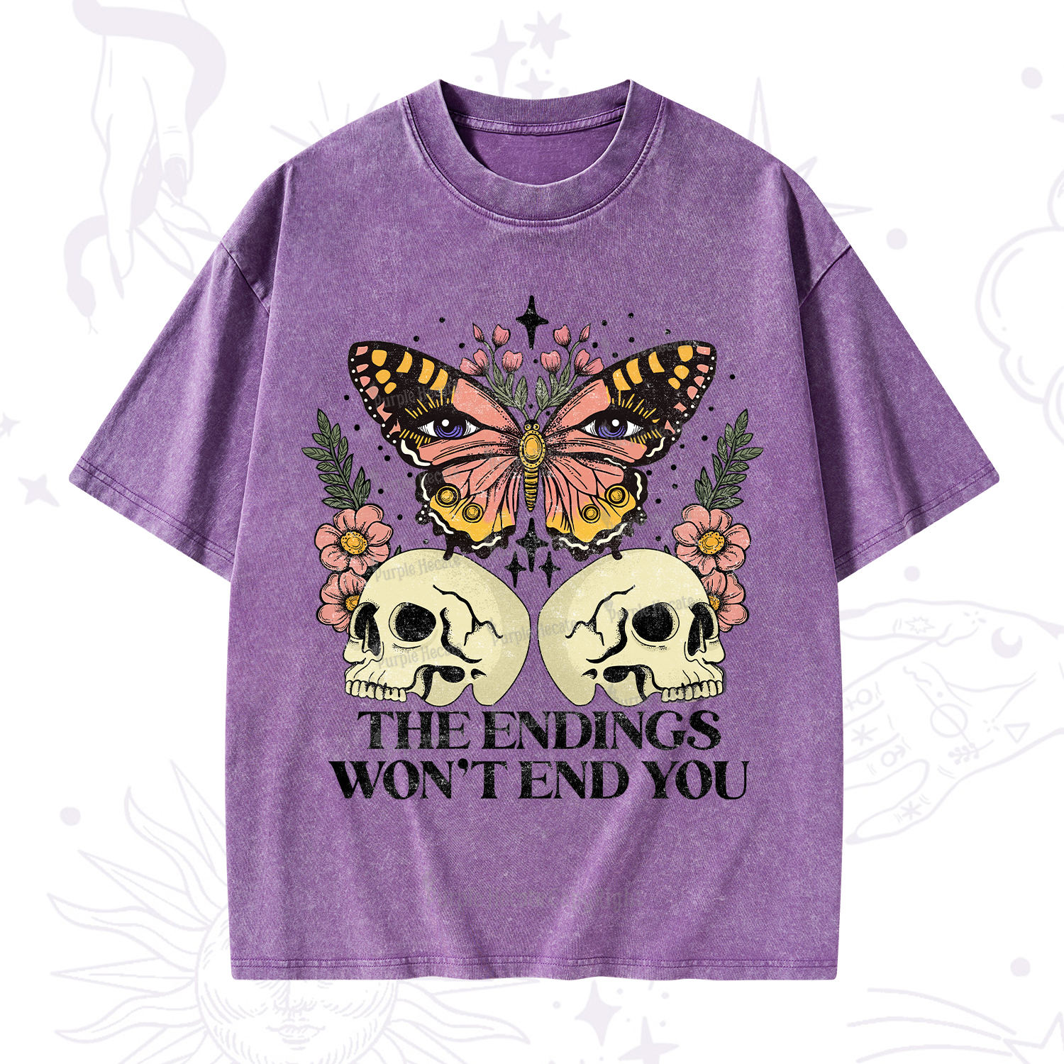 Purplehecate The Endings Won't End You Washed T-Shirt