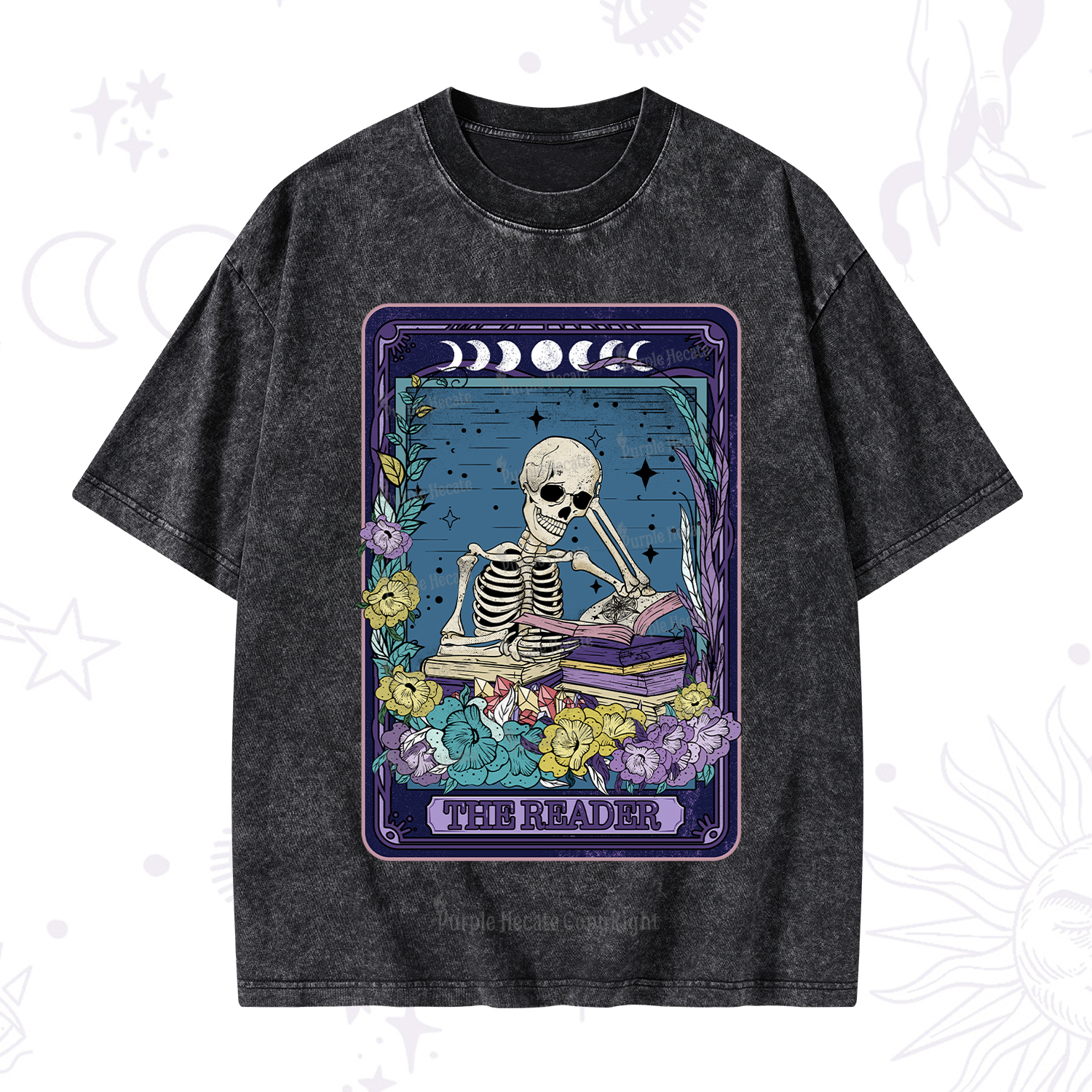 Purplehecate The Reader Tarot Card Washed T-Shirt