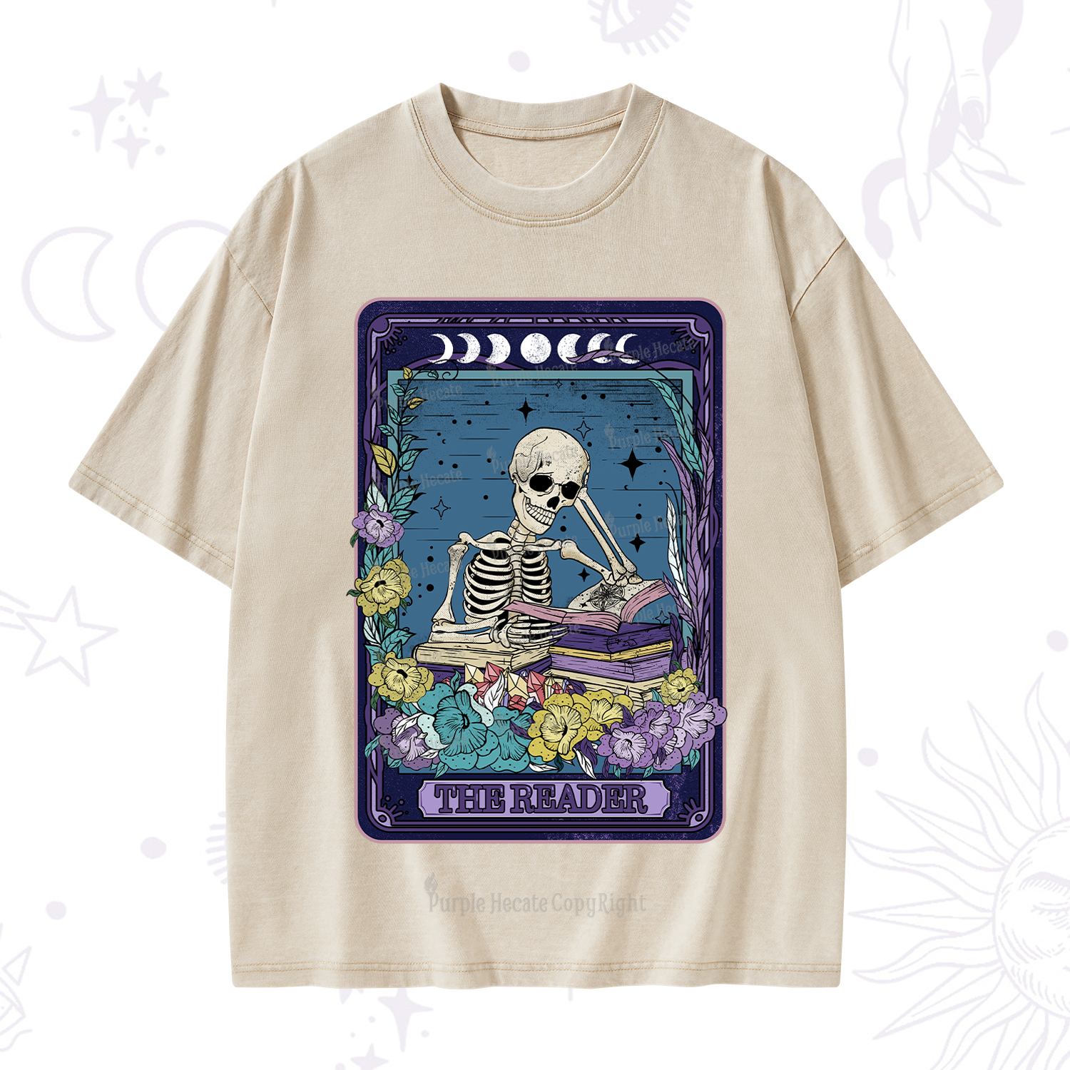 Purplehecate The Reader Tarot Card Washed T-Shirt