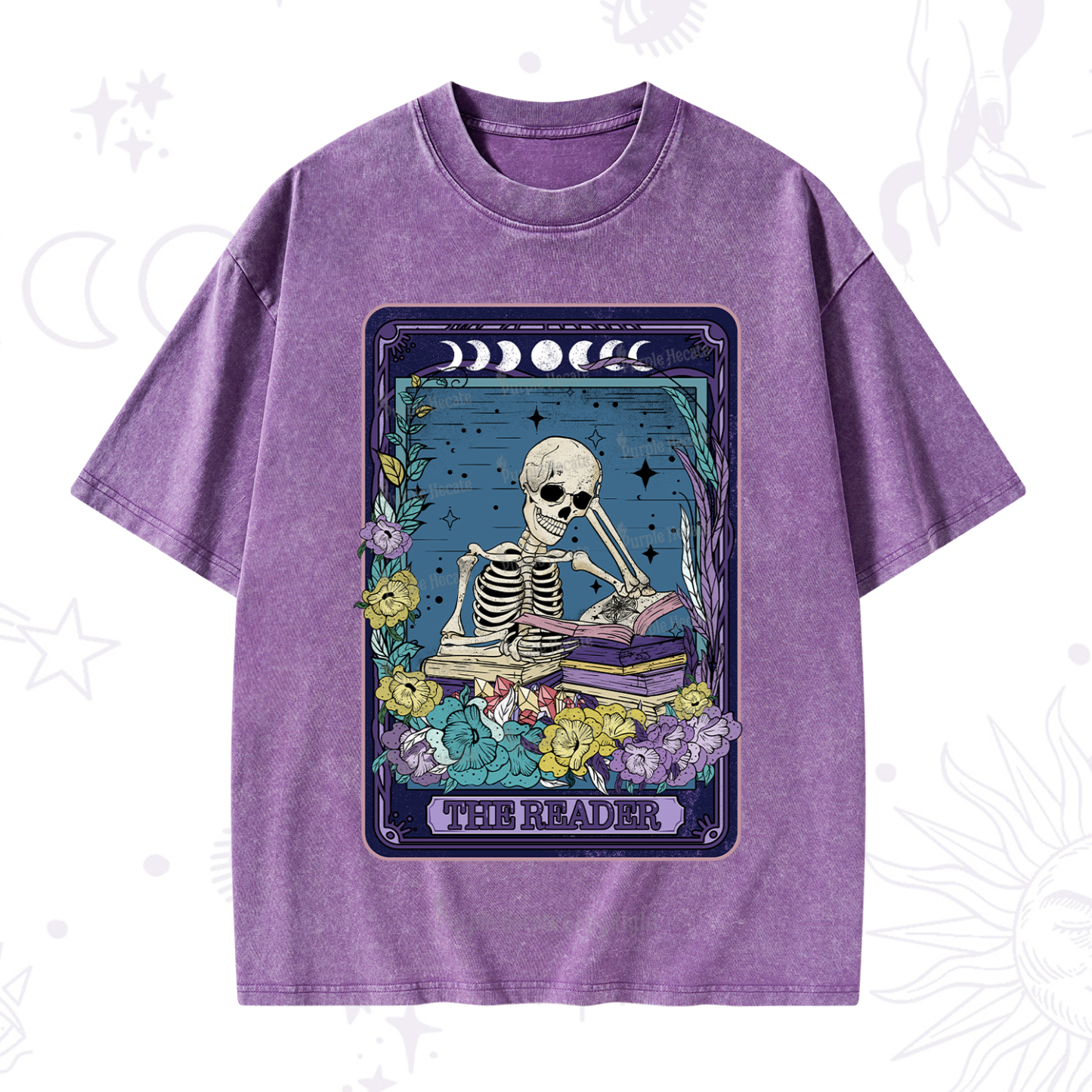 Purplehecate The Reader Tarot Card Washed T-Shirt