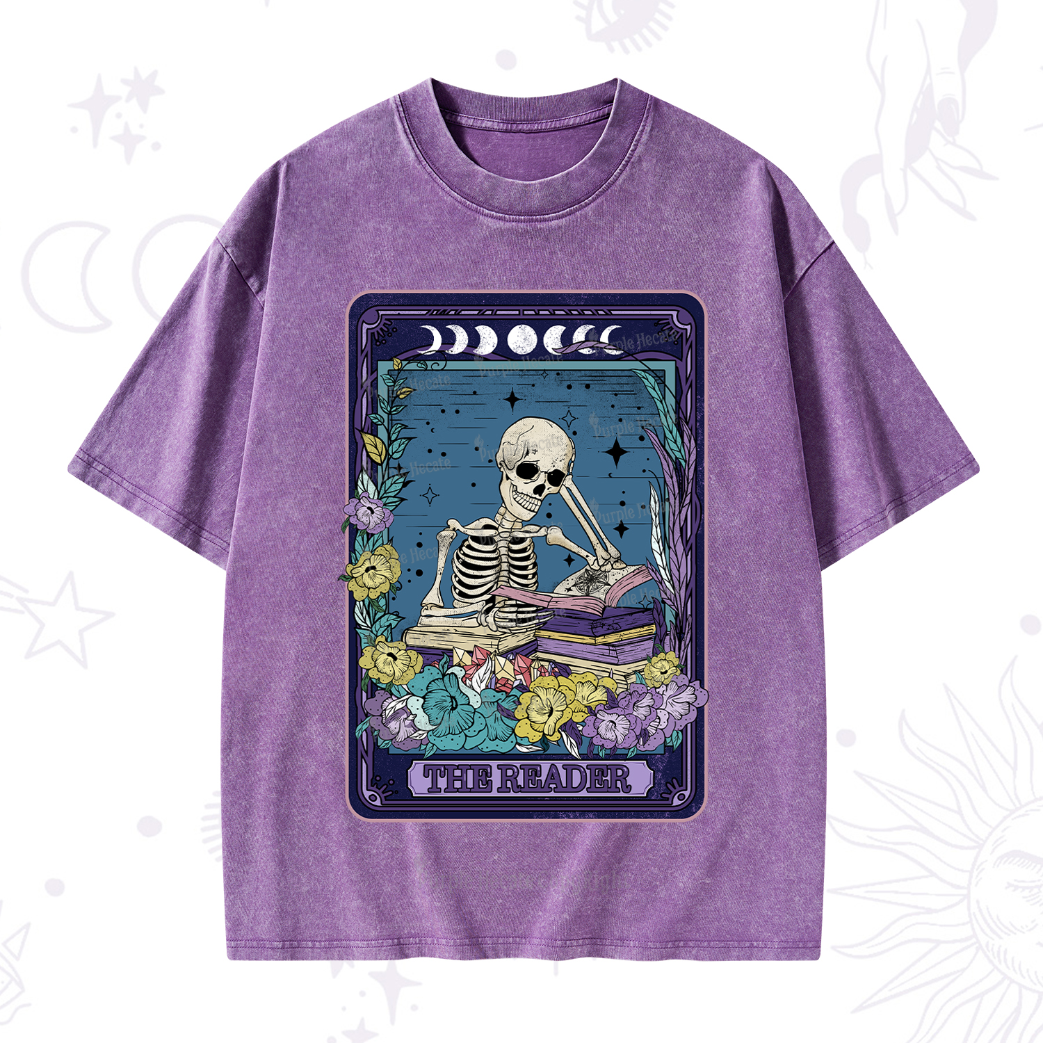 Purplehecate The Reader Tarot Card Washed T-Shirt
