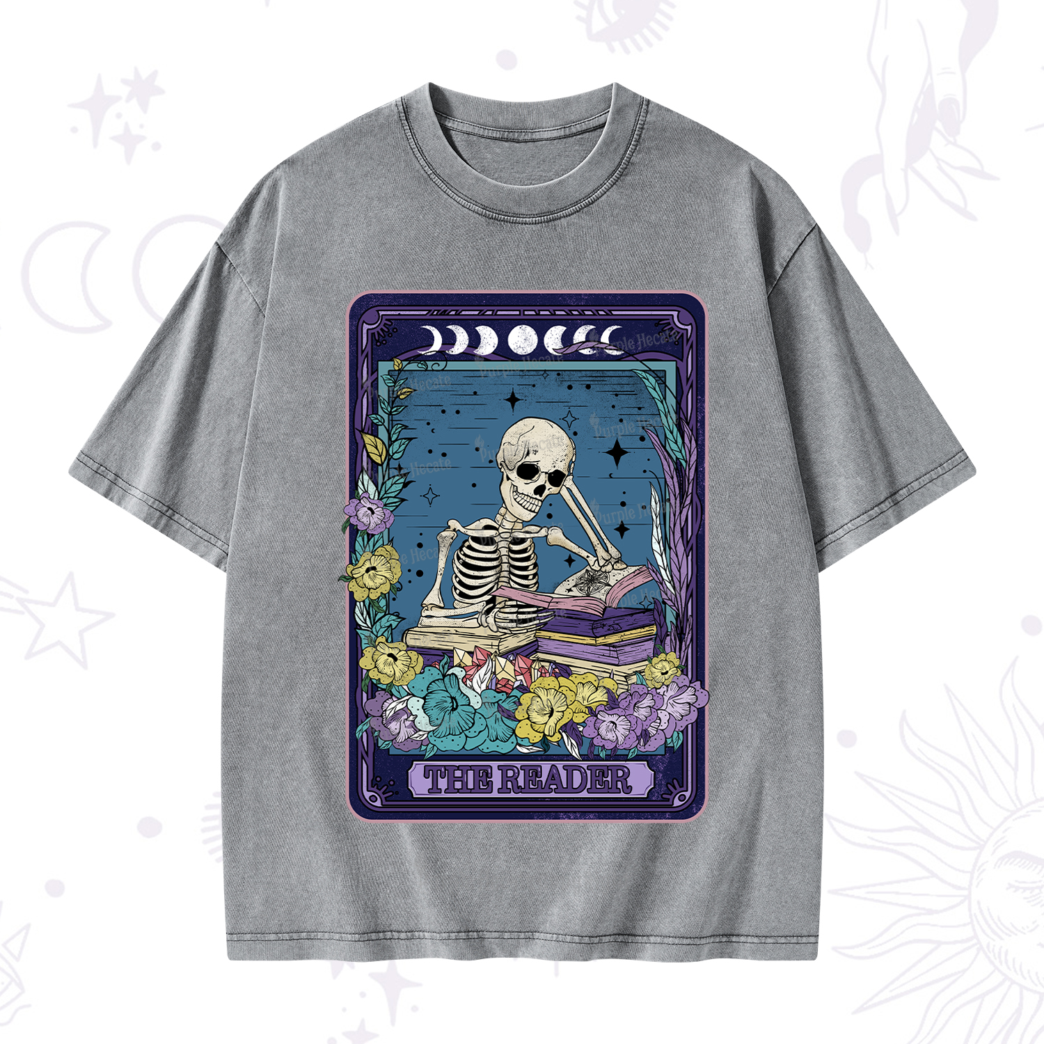 Purplehecate The Reader Tarot Card Washed T-Shirt