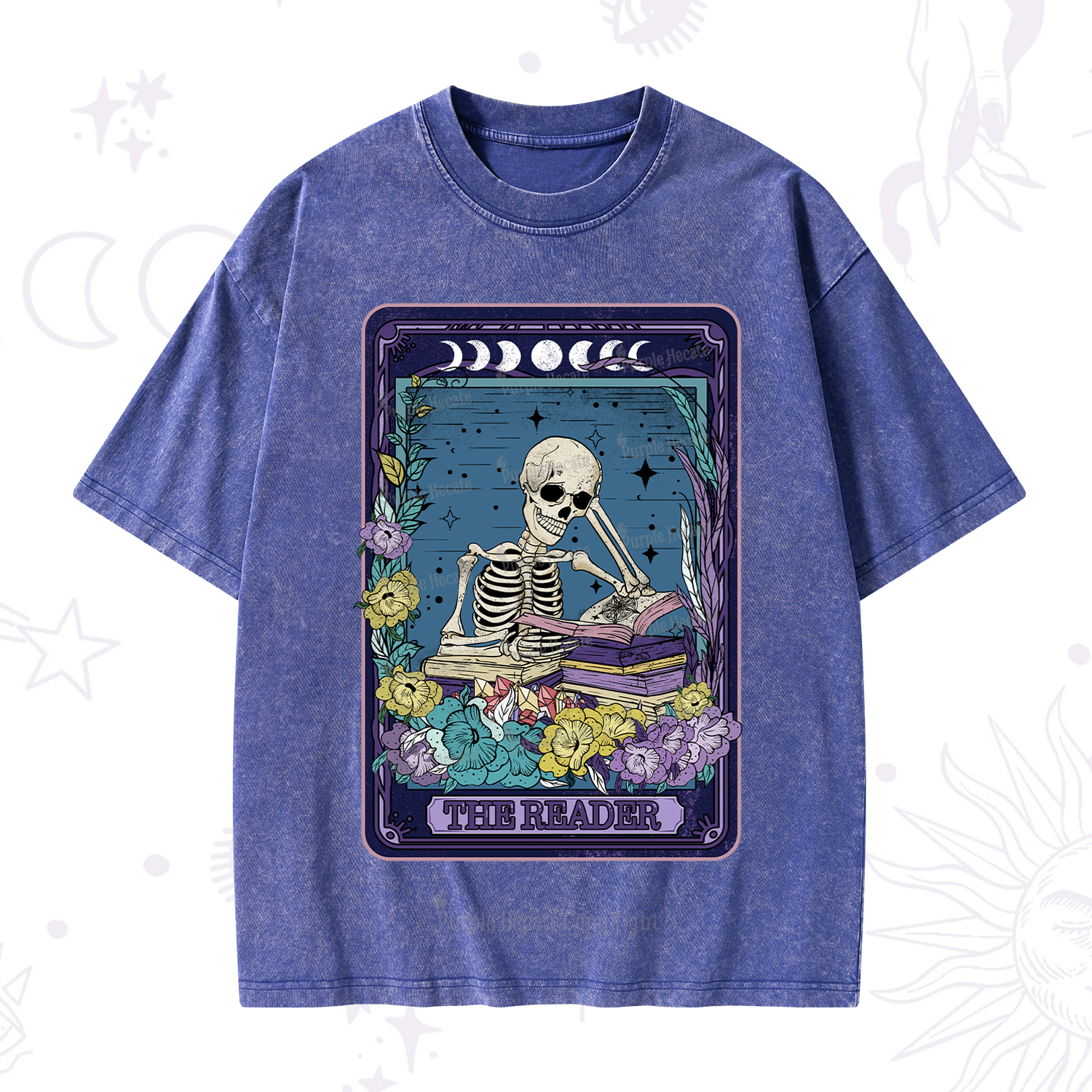 Purplehecate The Reader Tarot Card Washed T-Shirt