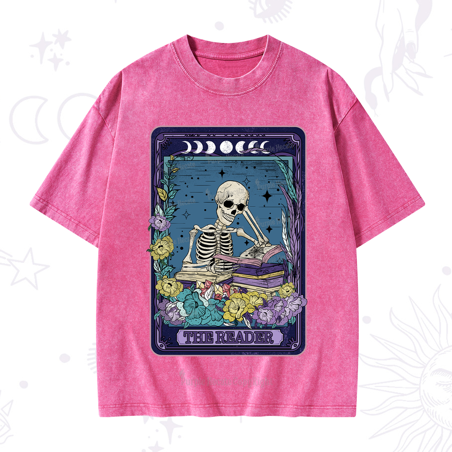 Purplehecate The Reader Tarot Card Washed T-Shirt