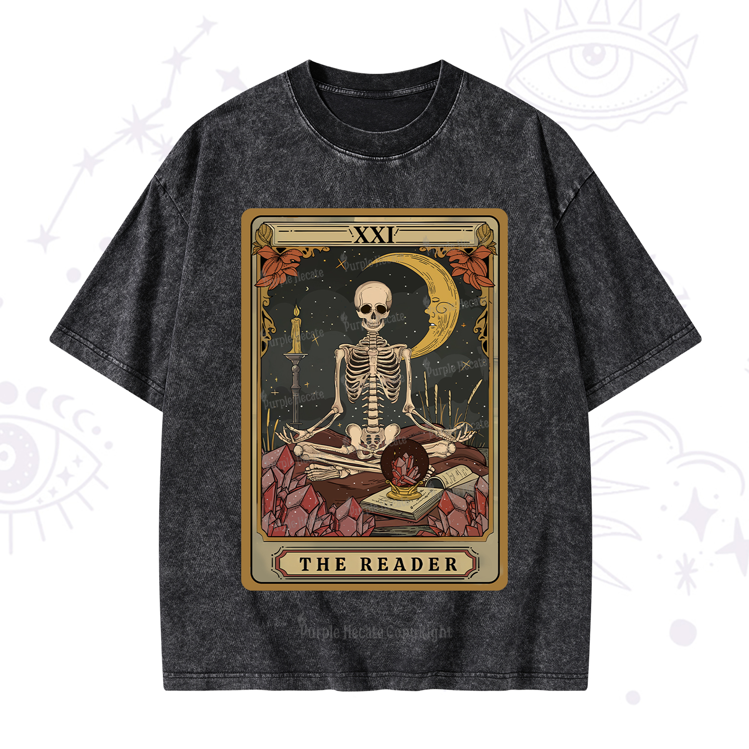 Purplehecate The Reader Tarot Washed T-Shirt