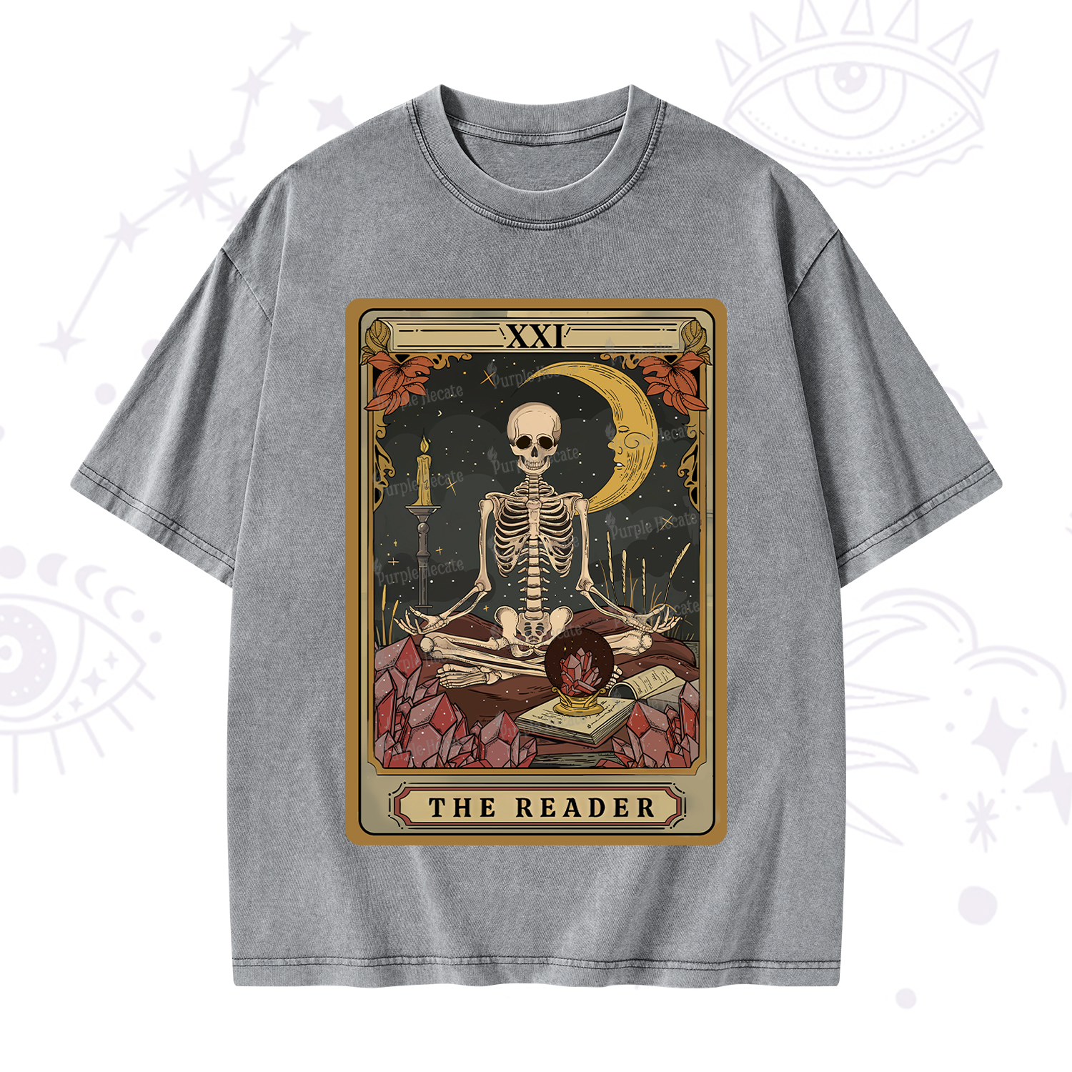 Purplehecate The Reader Tarot Washed T-Shirt