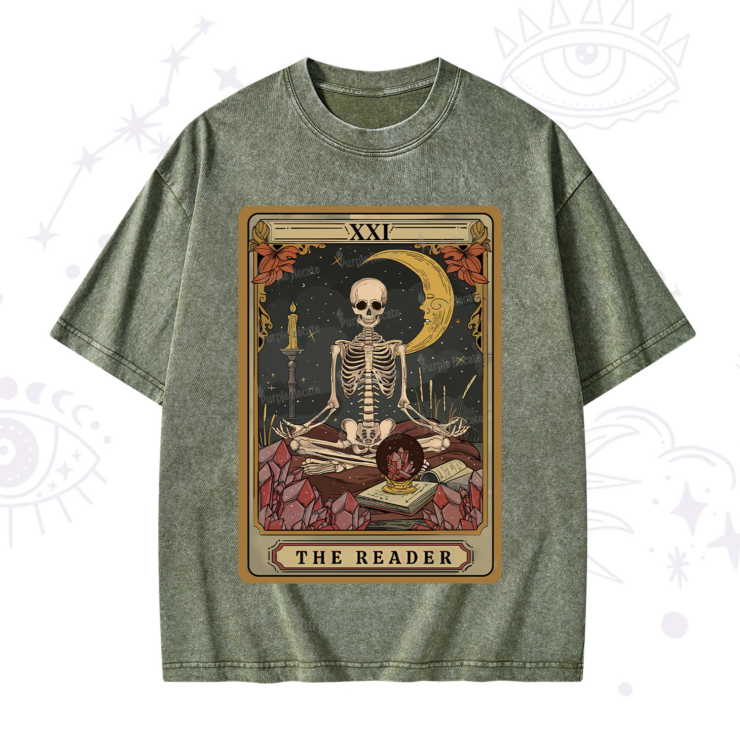Purplehecate The Reader Tarot Washed T-Shirt