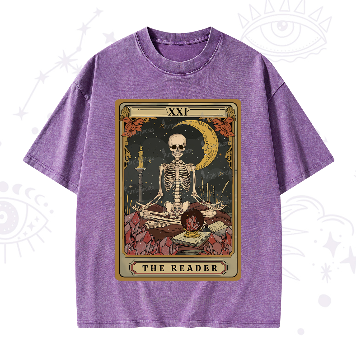 Purplehecate The Reader Tarot Washed T-Shirt