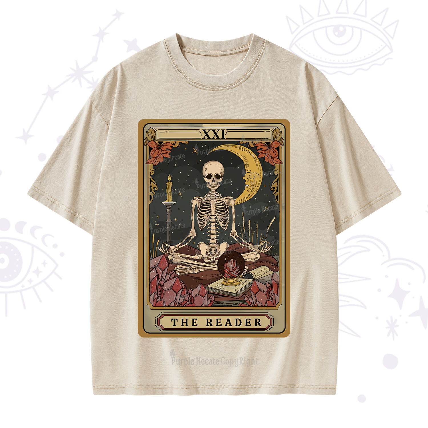 Purplehecate The Reader Tarot Washed T-Shirt