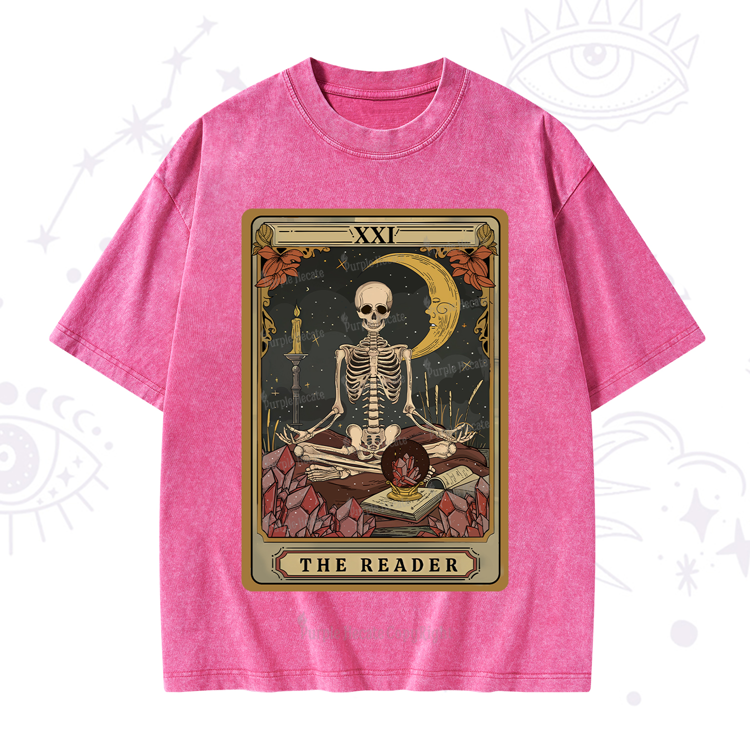 Purplehecate The Reader Tarot Washed T-Shirt