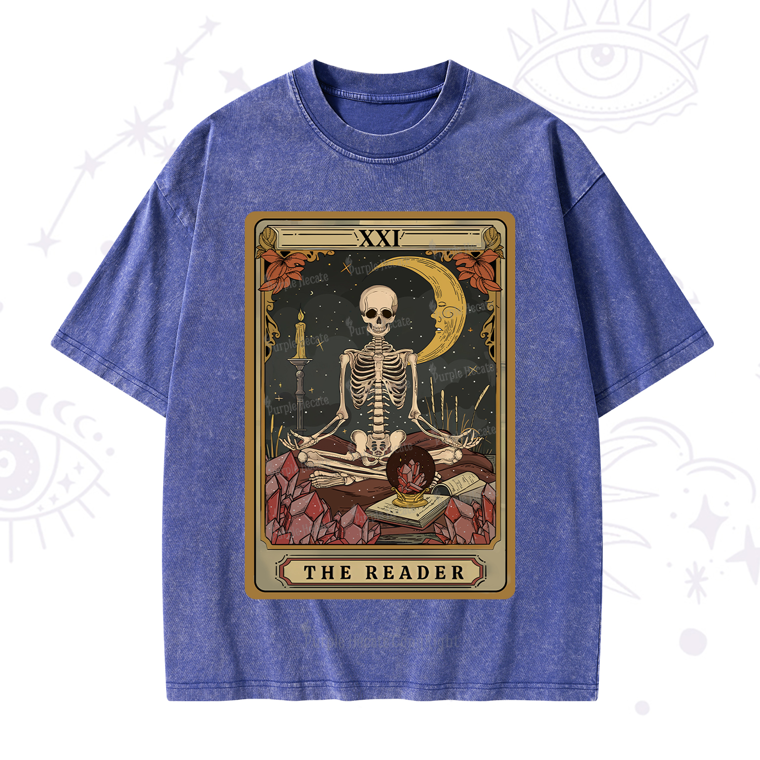 Purplehecate The Reader Tarot Washed T-Shirt