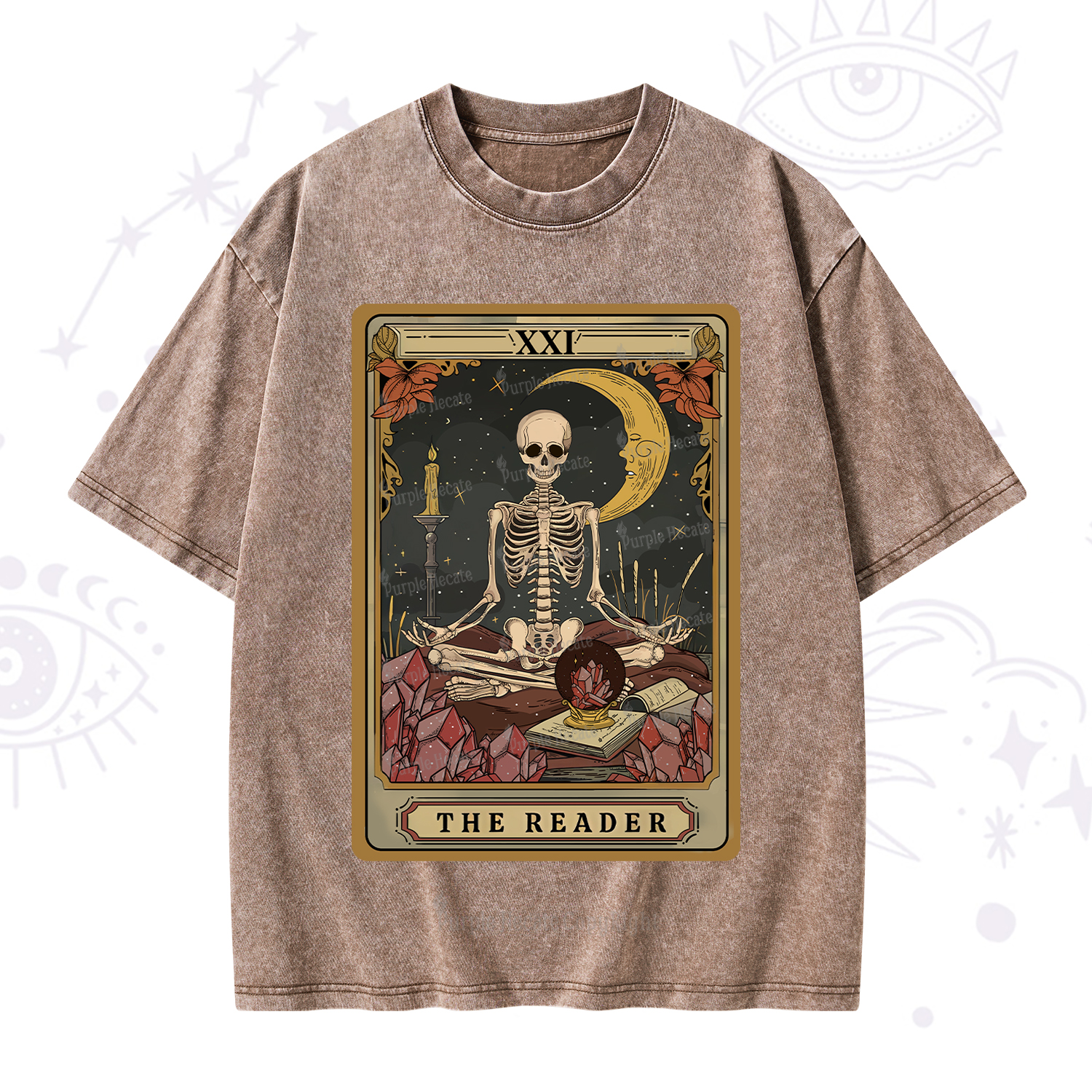 Purplehecate The Reader Tarot Washed T-Shirt