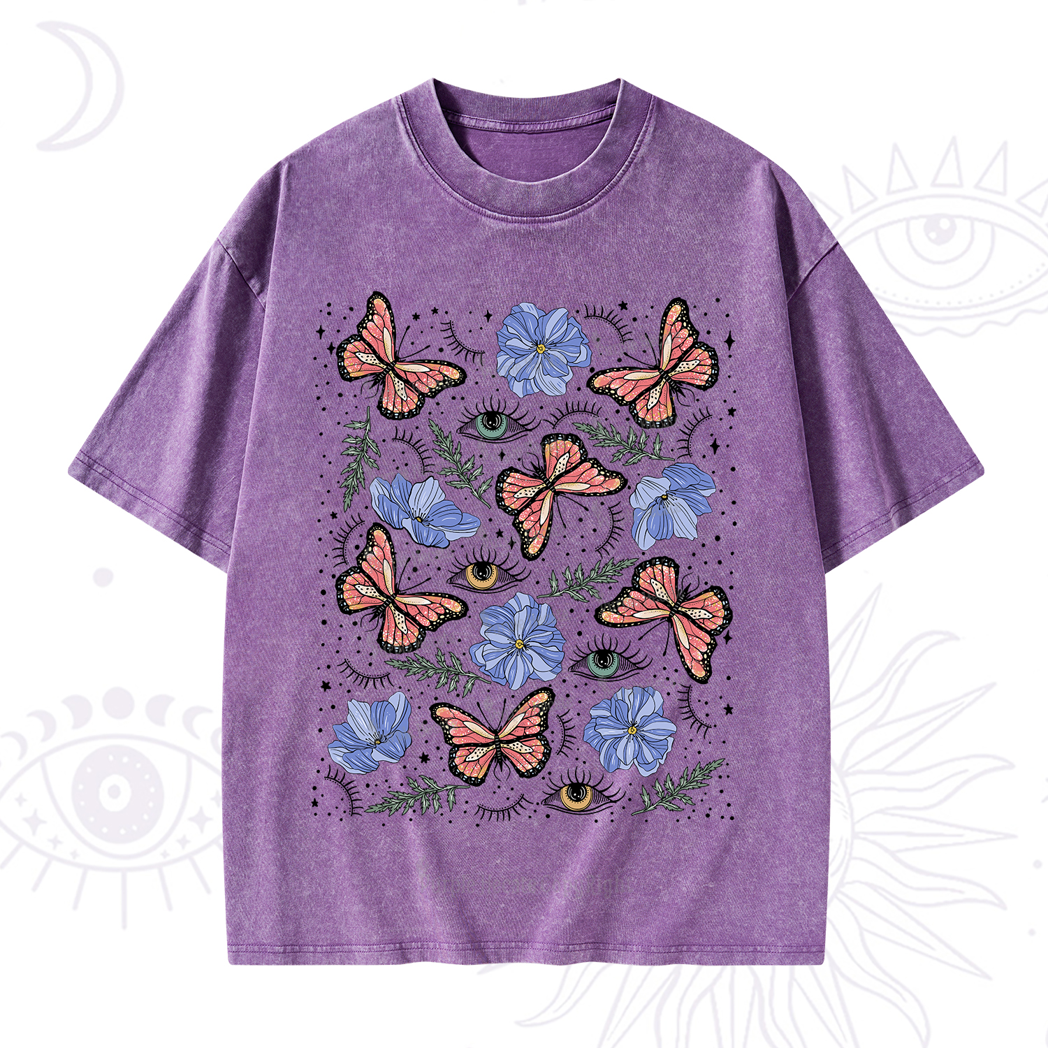 Purplehecate Butterfly Floral Washed T-Shirt
