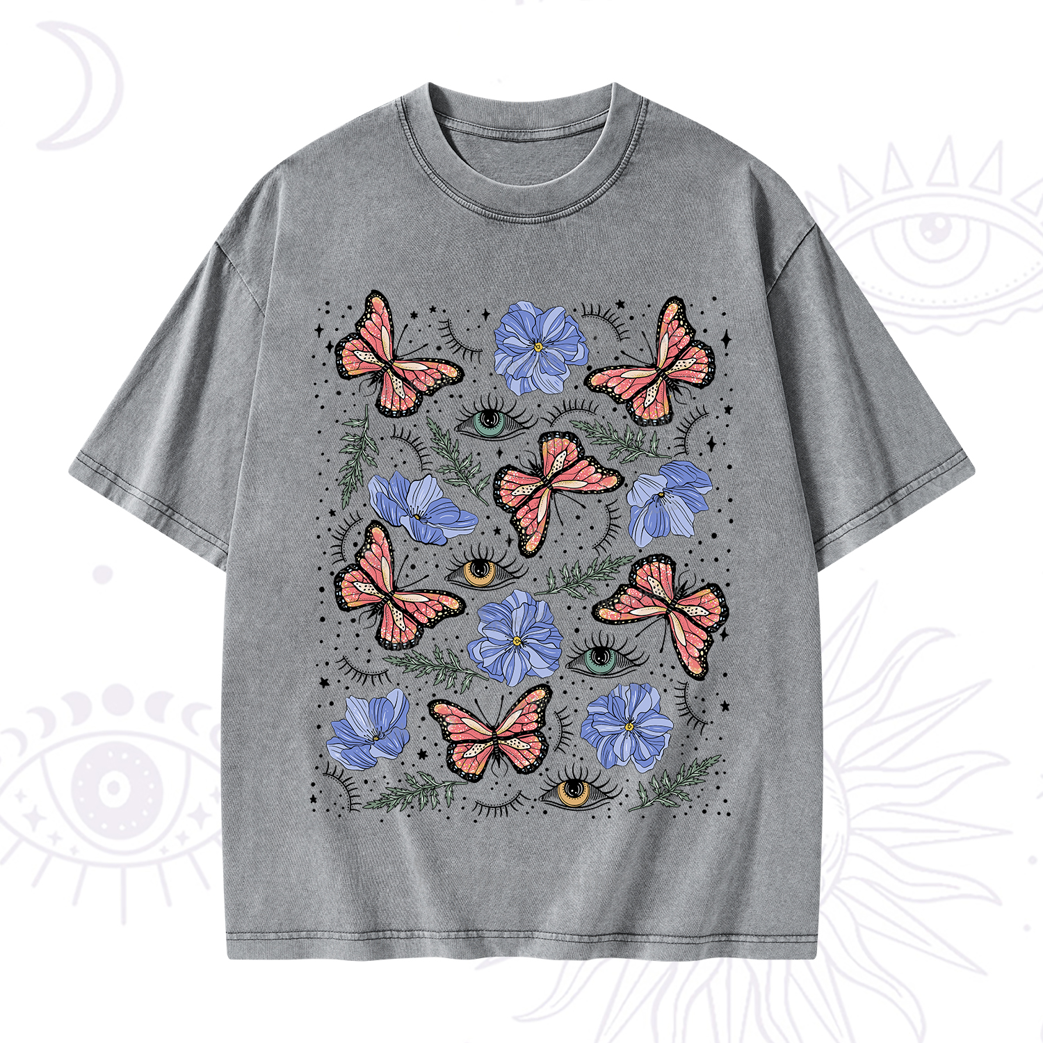 Purplehecate Butterfly Floral Washed T-Shirt