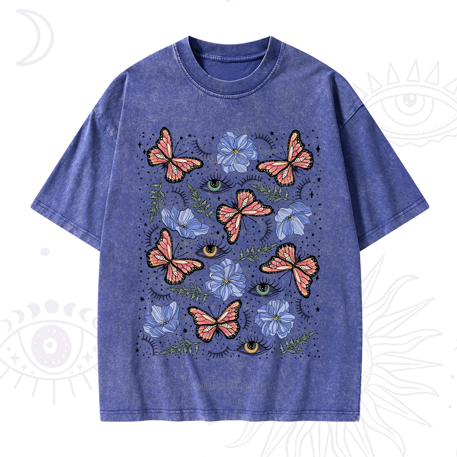 Purplehecate Butterfly Floral Washed T-Shirt