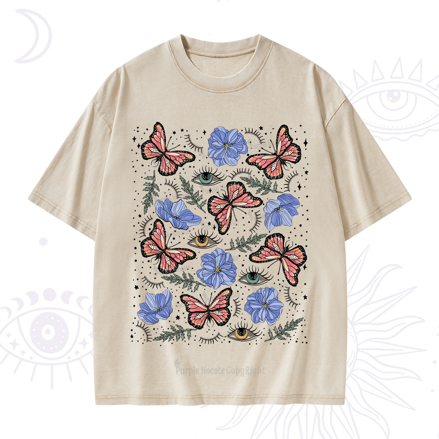 Purplehecate Butterfly Floral Washed T-Shirt