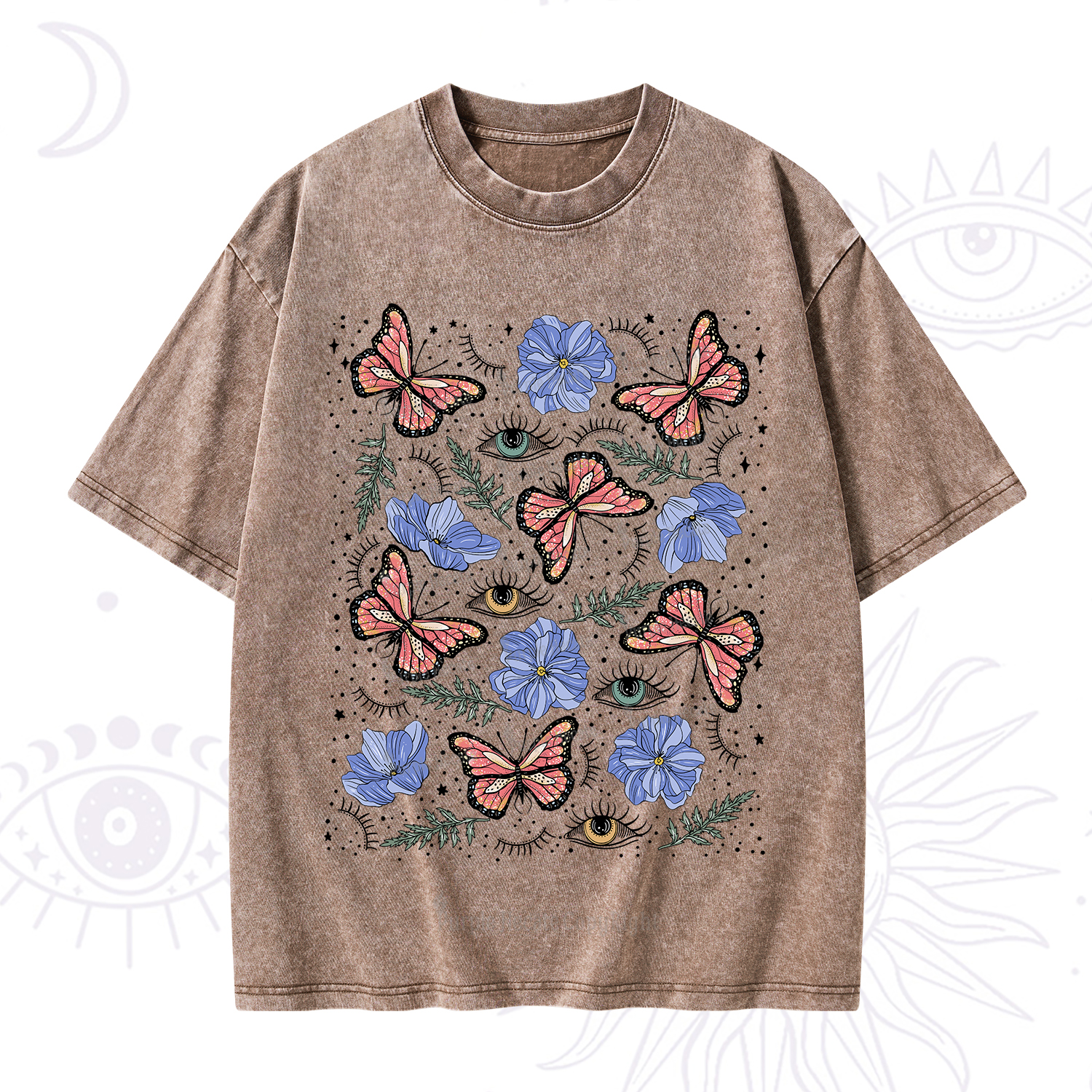 Purplehecate Butterfly Floral Washed T-Shirt