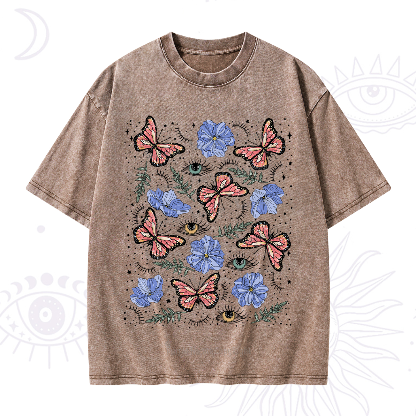 Purplehecate Butterfly Floral Washed T-Shirt