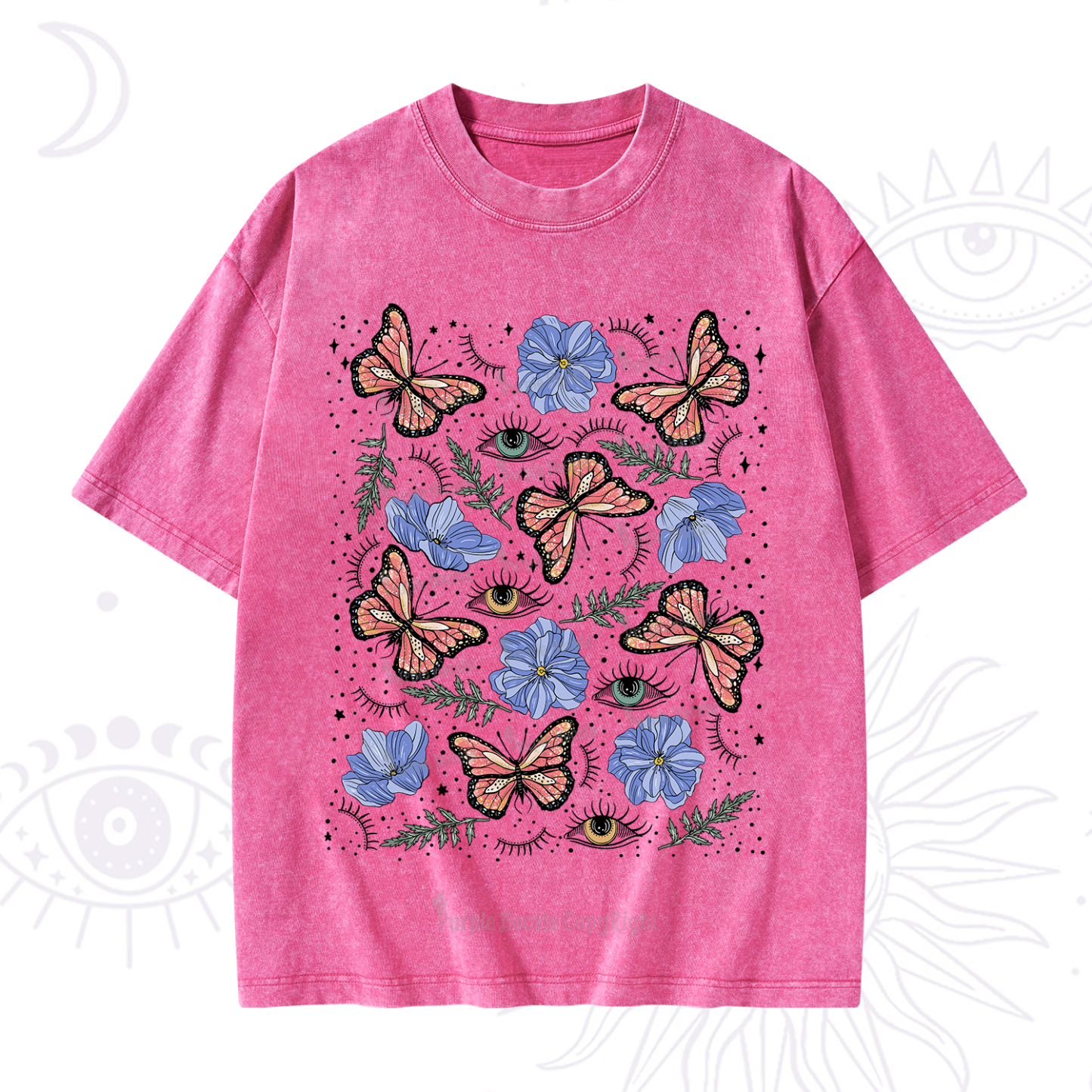 Purplehecate Butterfly Floral Washed T-Shirt