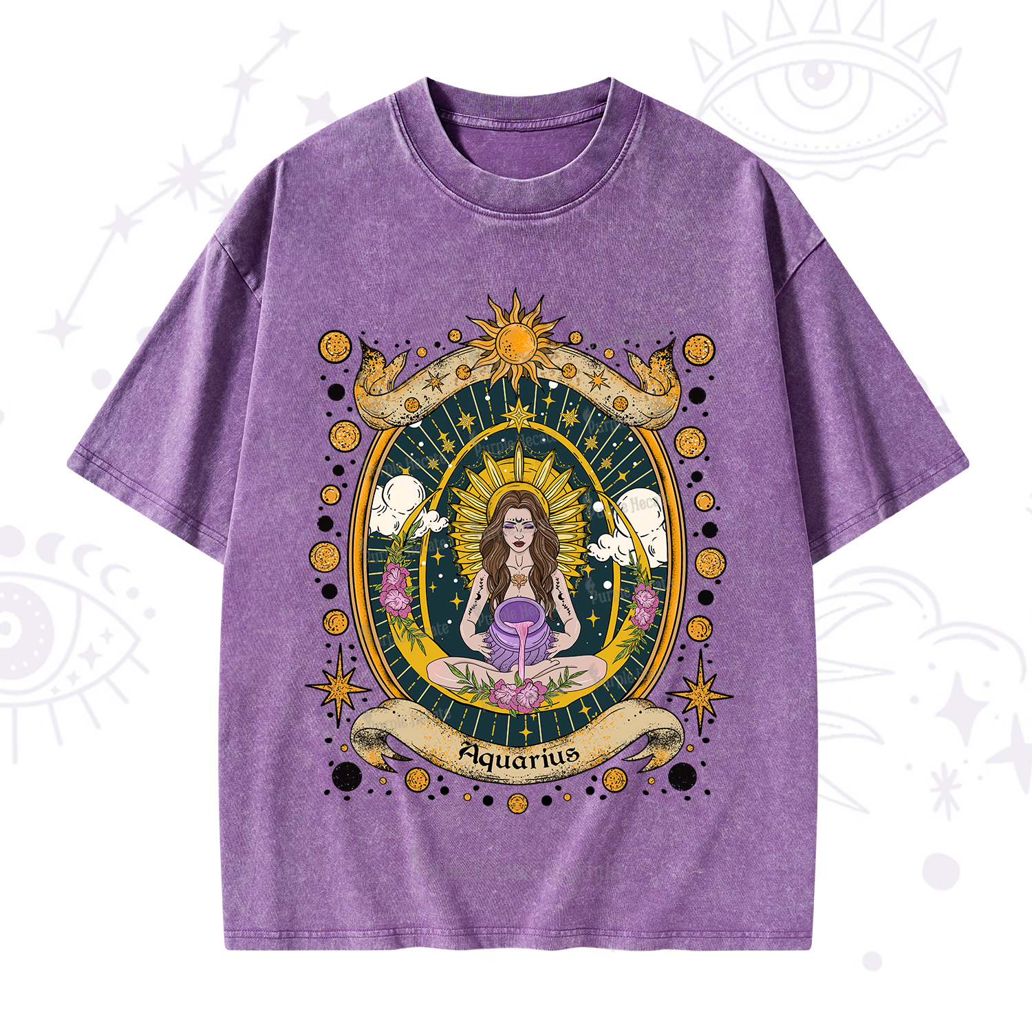 Purplehecate Aquarius Radiance Zodiac Washed T-Shirt