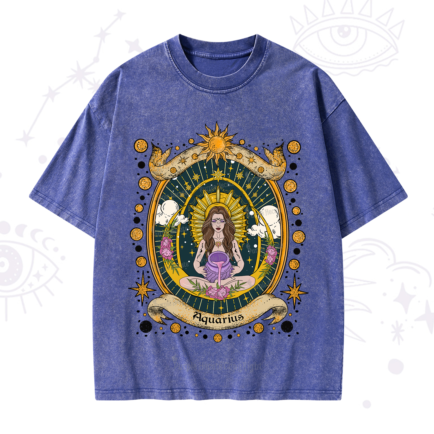 Purplehecate Aquarius Radiance Zodiac Washed T-Shirt